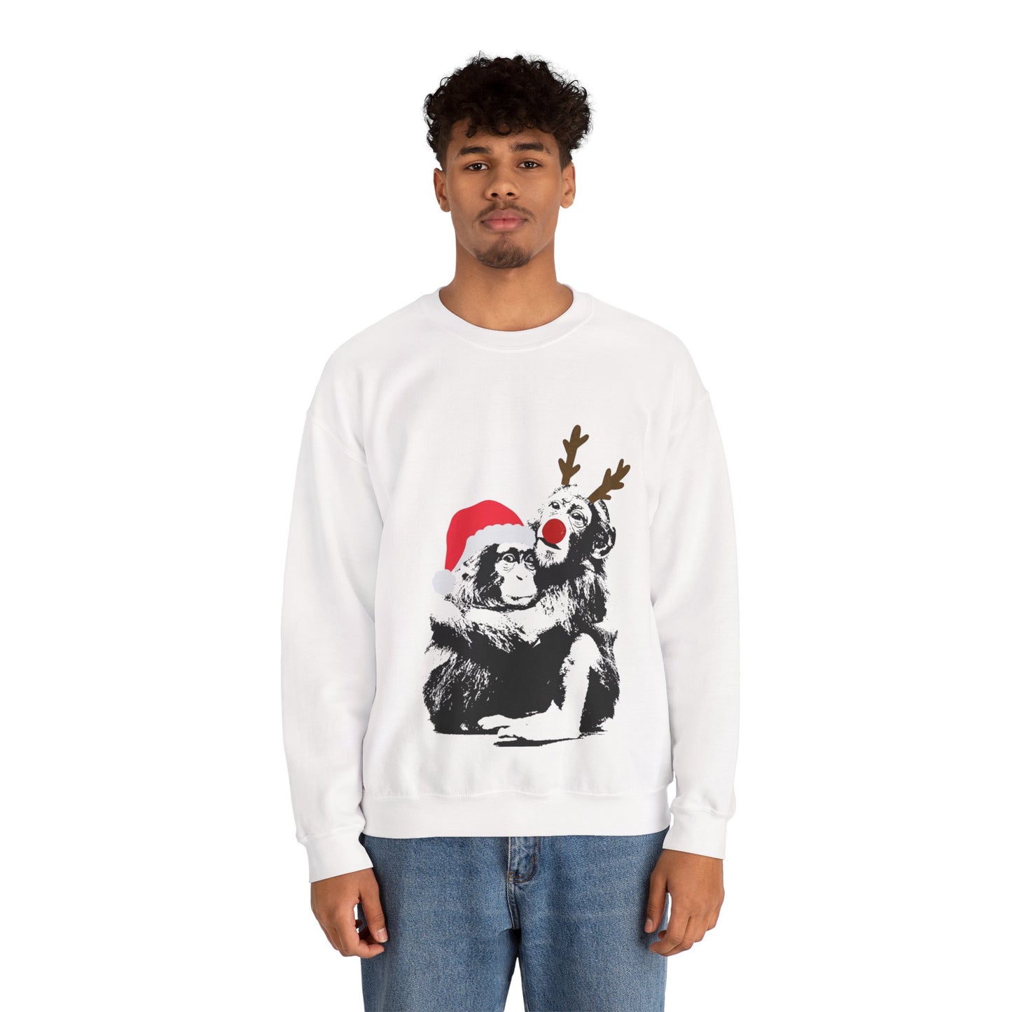 Cute Monkeys Unisex Heavy Blend™ Sweatshirt, Christmas Gift, Cozy Crewneck, Funny Animal Design, Warm Layer, Winter Apparel