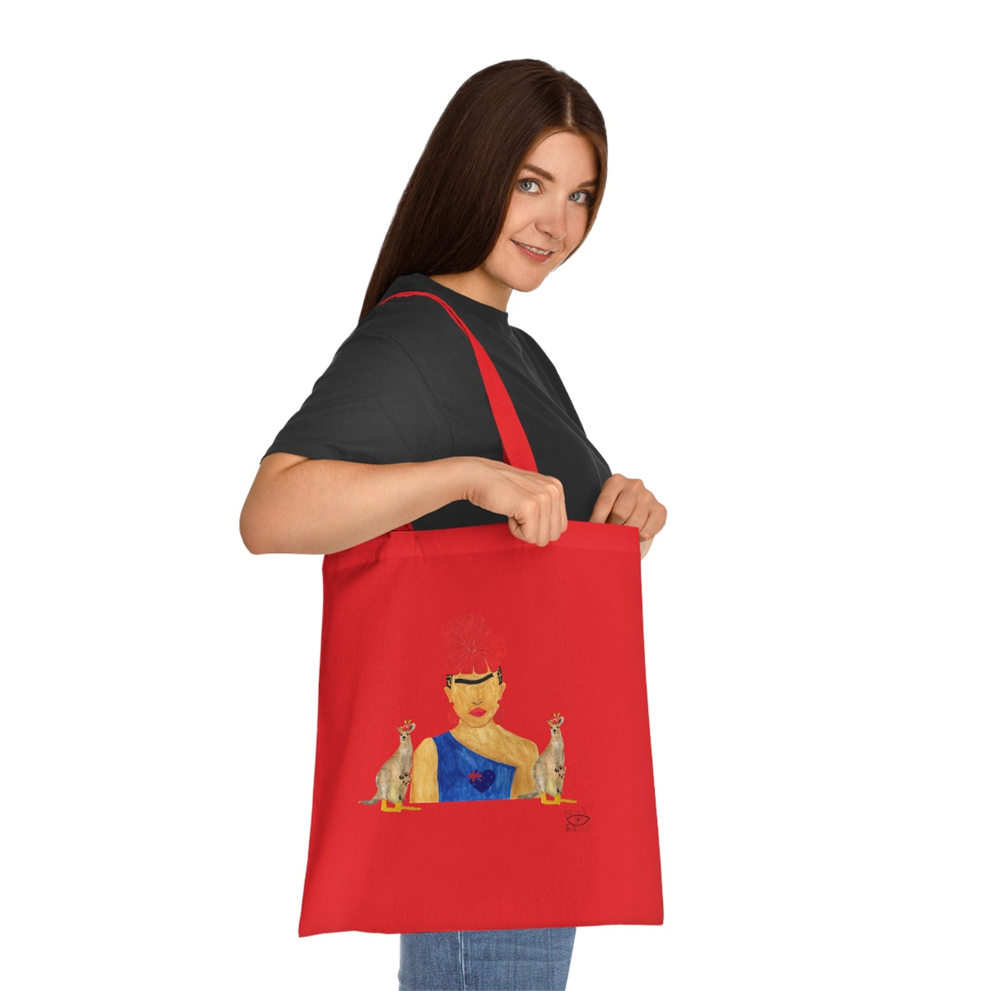 Frida Kahlo around the world Australia Cotton Tote Bag with Vibrant Floral Design