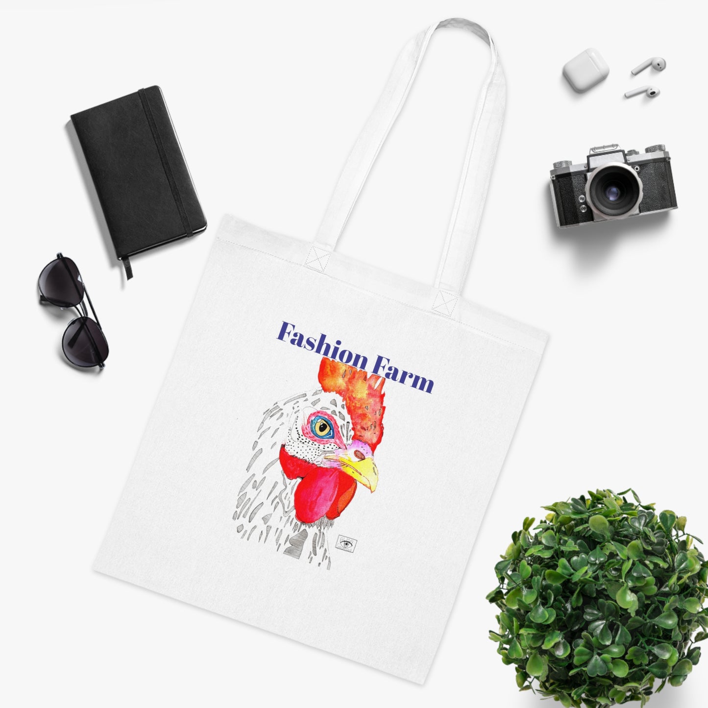 Colorful Rooster Cotton Tote Bag - Eco-Friendly Shopping & Stylish Carryall