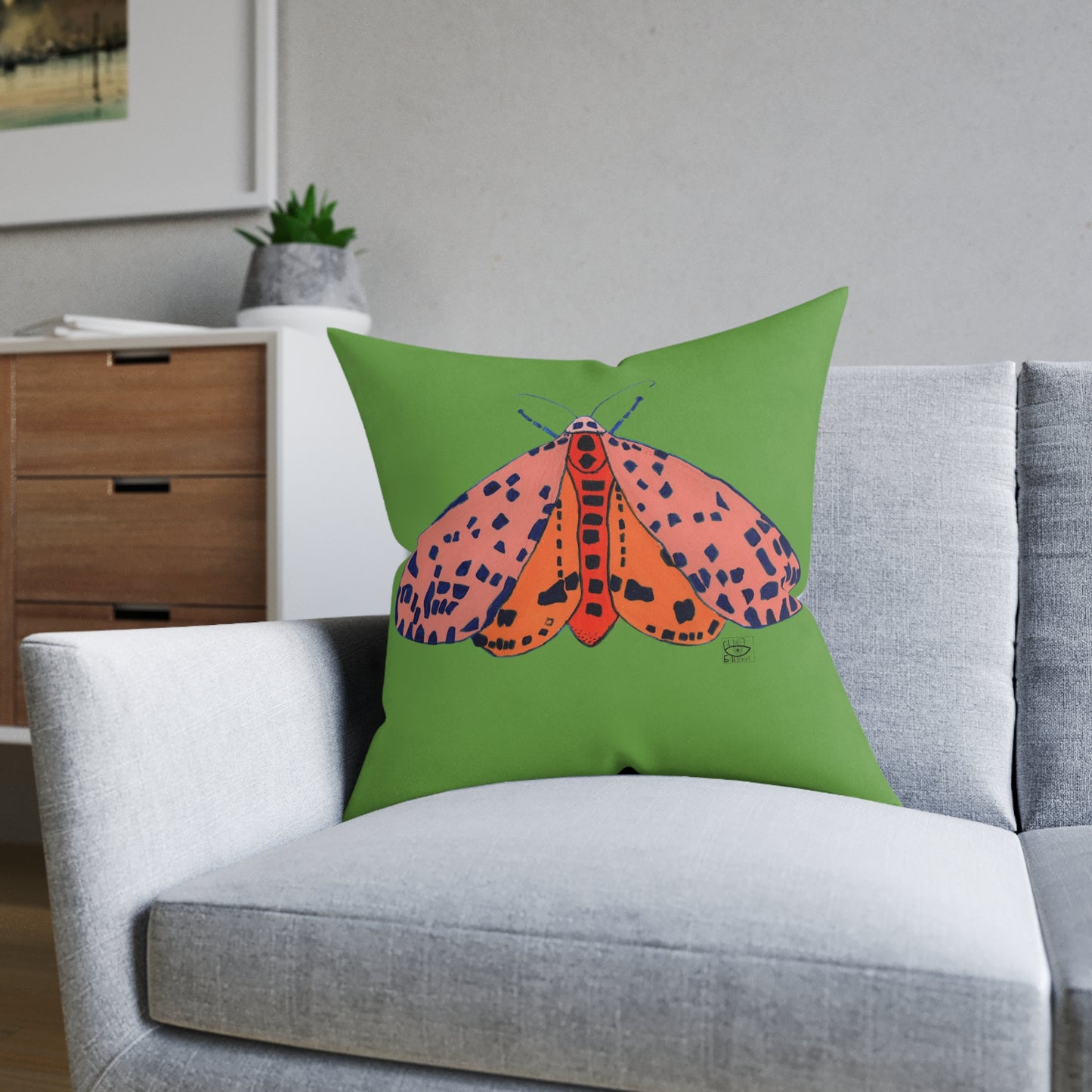 Pink Butterfly Square Pillow - Pink Back