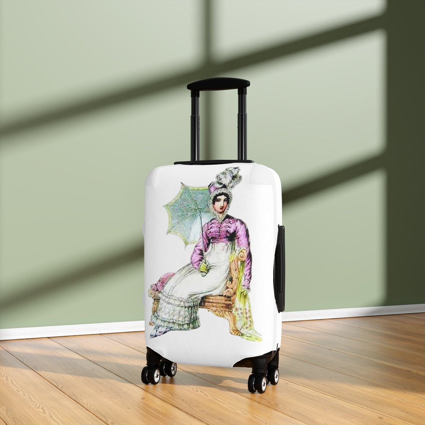 Jane Austen Inspired Illustration Luggage Cover - Stylish Travel Accessory, Perfect for Wanderlust, Unique Gift, Vacation Ready, Luggage Protector