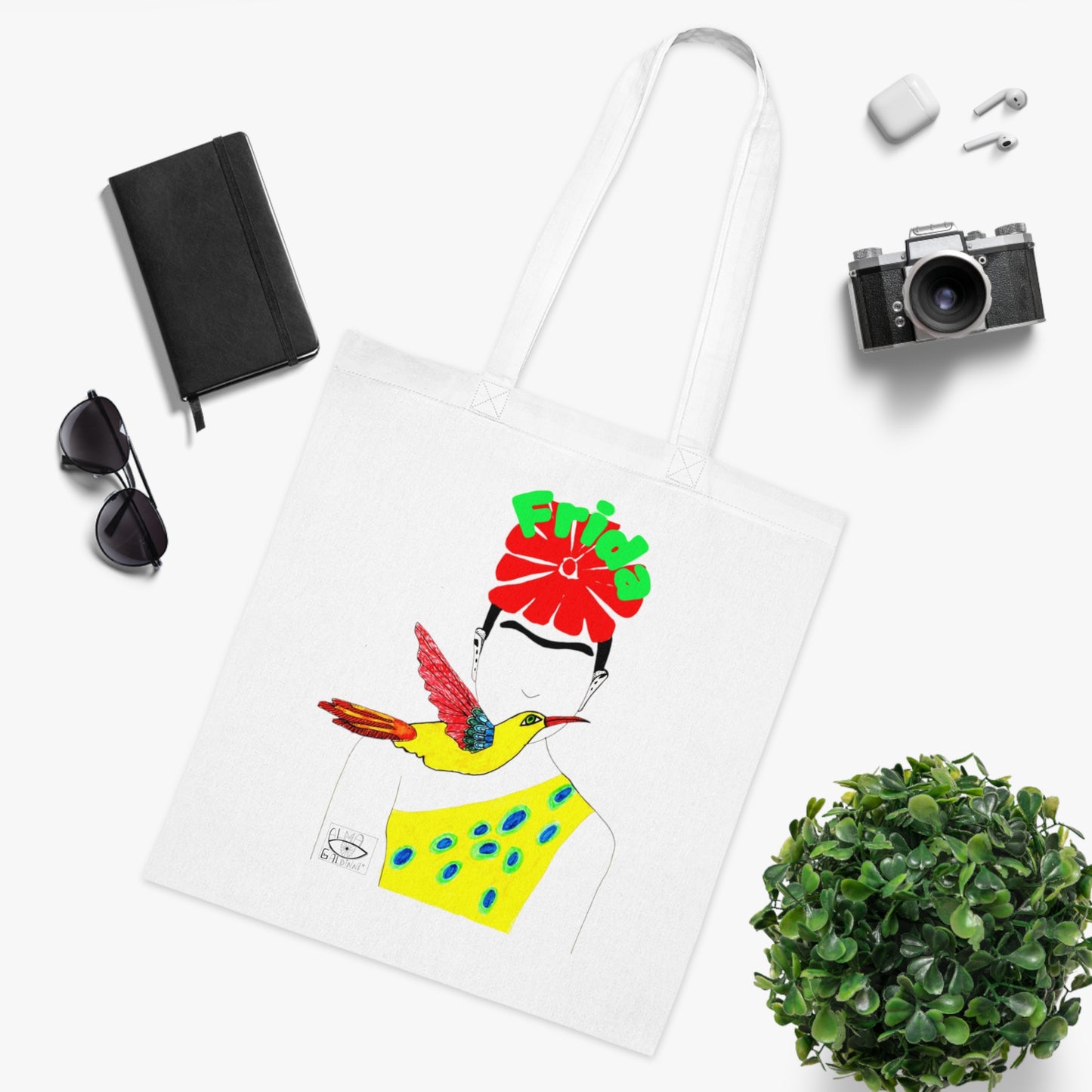 Frida Kahlo Cotton Tote Bag, Eco-Friendly Shopper, Gift for Art Lovers, Summer Beach Bag, Unique Grocery Tote