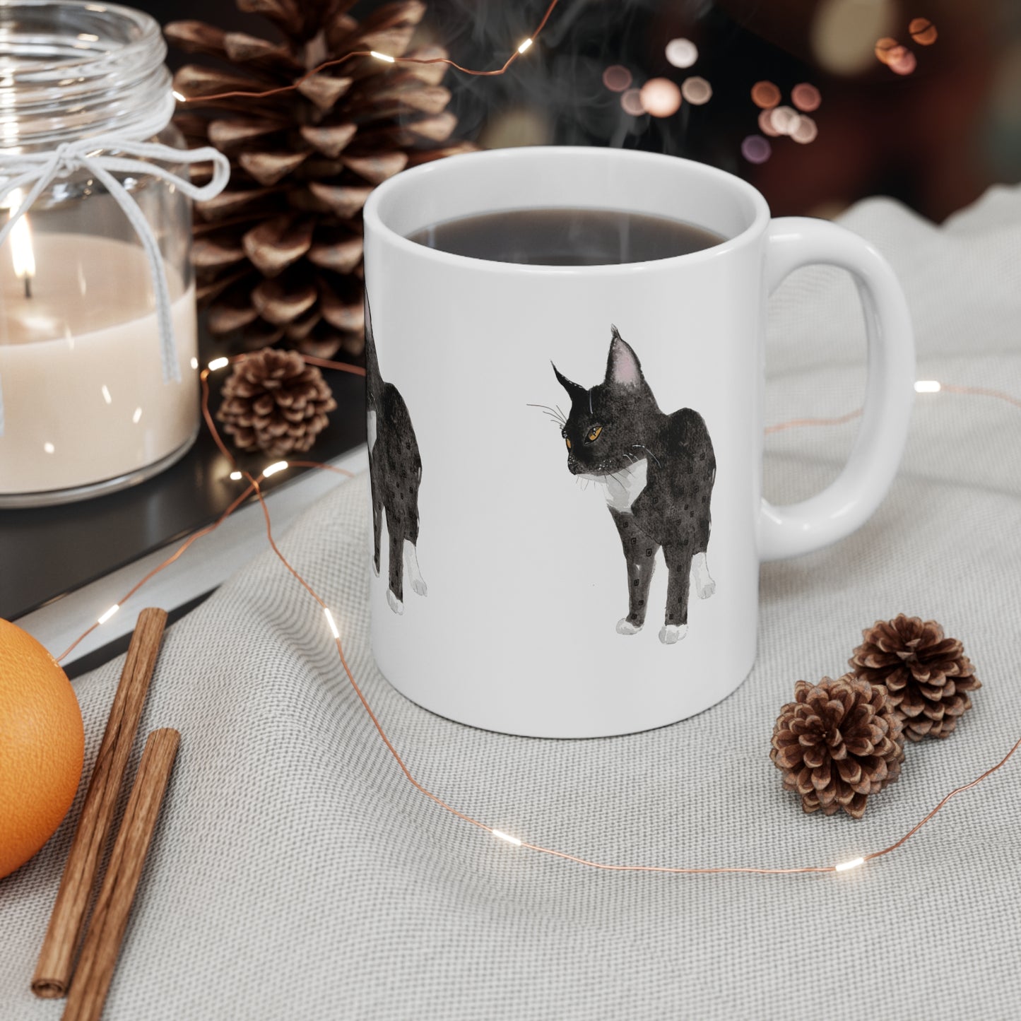 Cute Cat Design 11oz White Mug - Perfect Gift for Pet Lovers