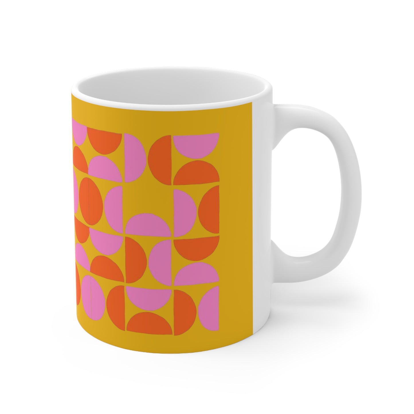Personalising name Retro Geometric Ceramic Coffee Cups - 11oz & 15oz - Colourful Drink ware for Home & Office