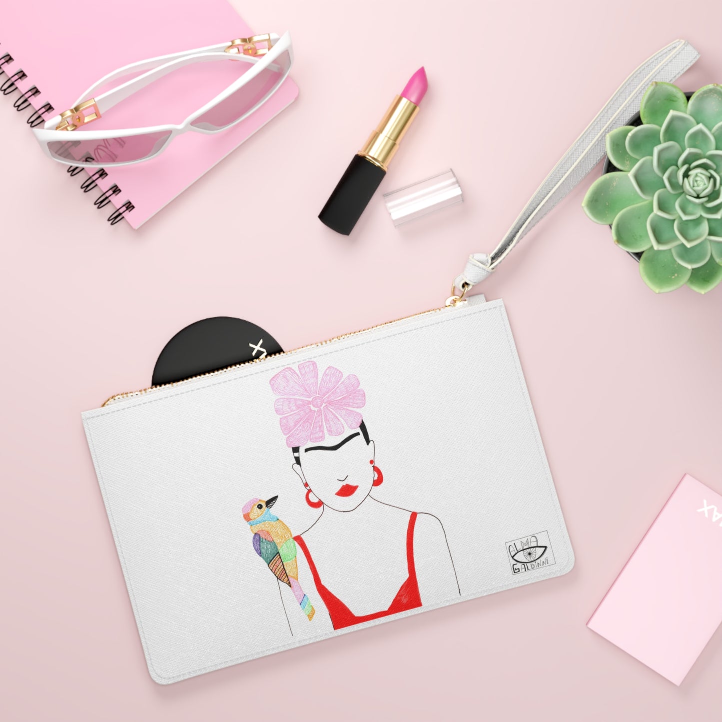 Frida Kahlo-Inspired Clutch Bag with Colorful Bird Design | Stylish & Versatile Accessory