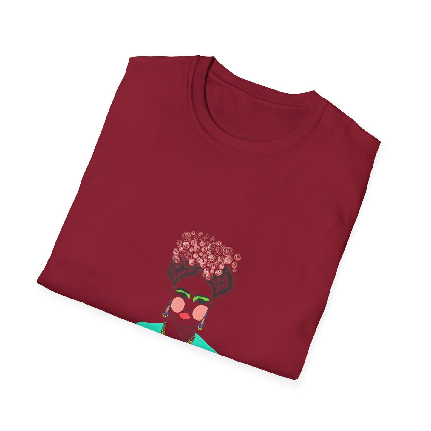 Frida-Inspired Unisex Softstyle T-Shirt - Artistic Floral Design