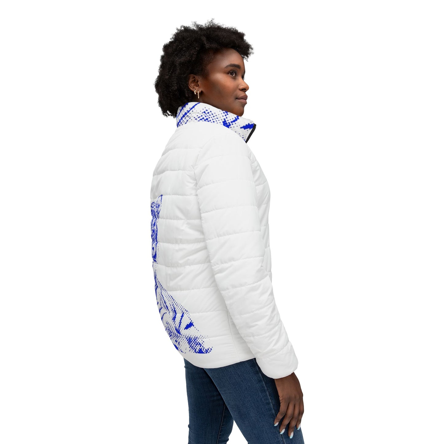 Blue Tiger Women’s Puffer Jacket (AOP)