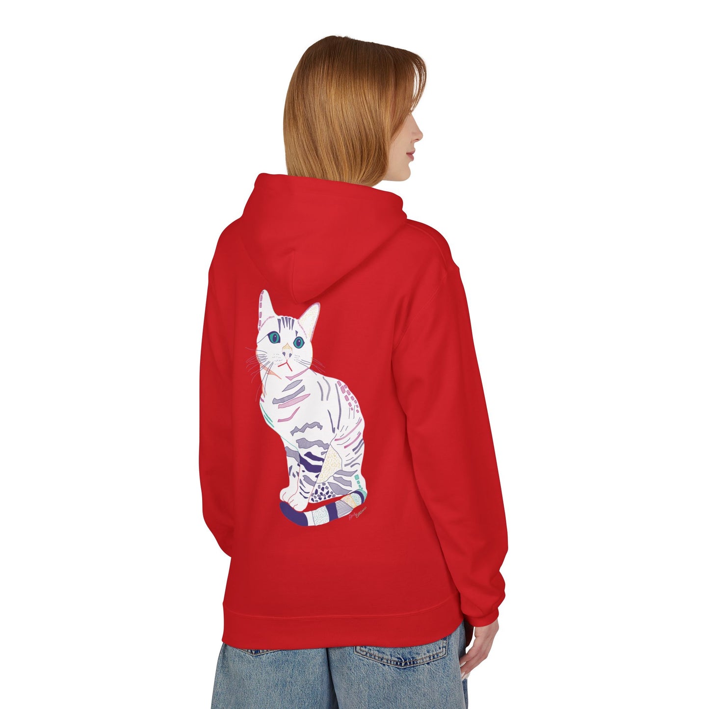 White Cat Hoodie – Pastel Striped Kitten Pullover
