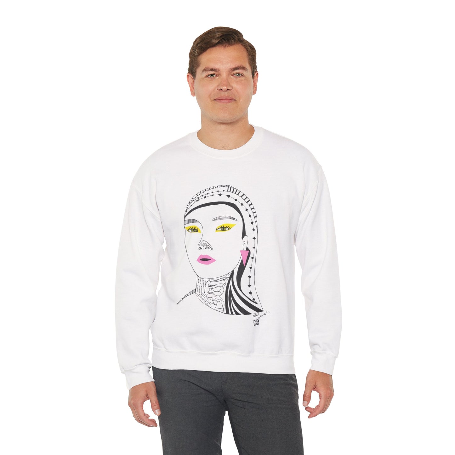 Artistic Unisex Crewneck Sweatshirt with Modern Design, Casual Wear, Gift for Art Lovers, Cozy Fashion, Unique Art Sweatshirt