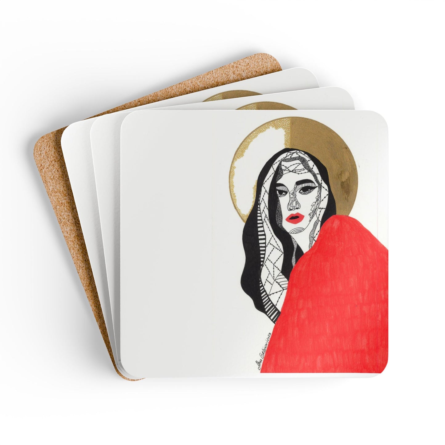 Maria Magdalena Corkwood Coaster Set