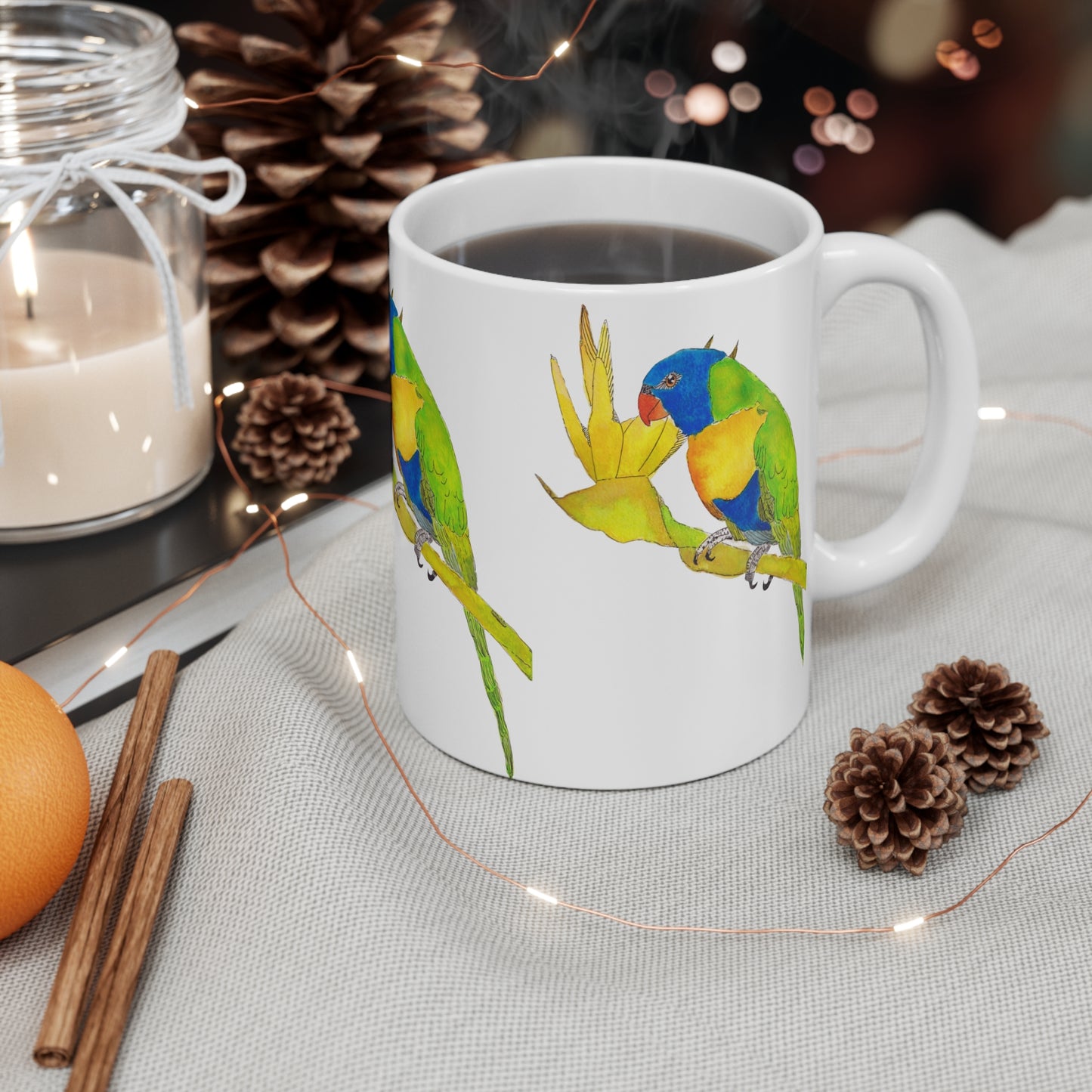 Colorful Parrot 11oz White Mug - Perfect for Bird Lovers and Nature Enthusiasts