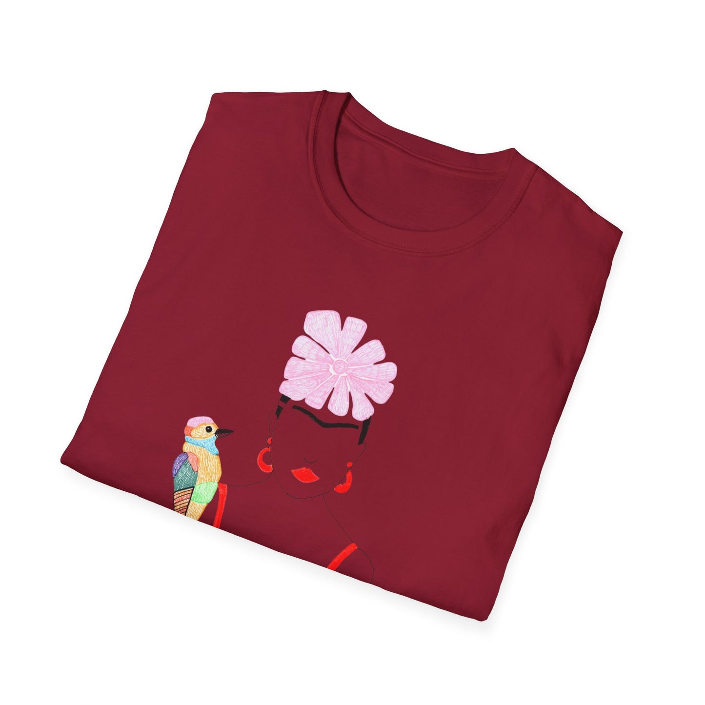 Frida-Inspired Unisex T-Shirt, Artistic Vintage Tee, Softstyle Graphic Shirt, Gift for Art Lovers, Boho Fashion