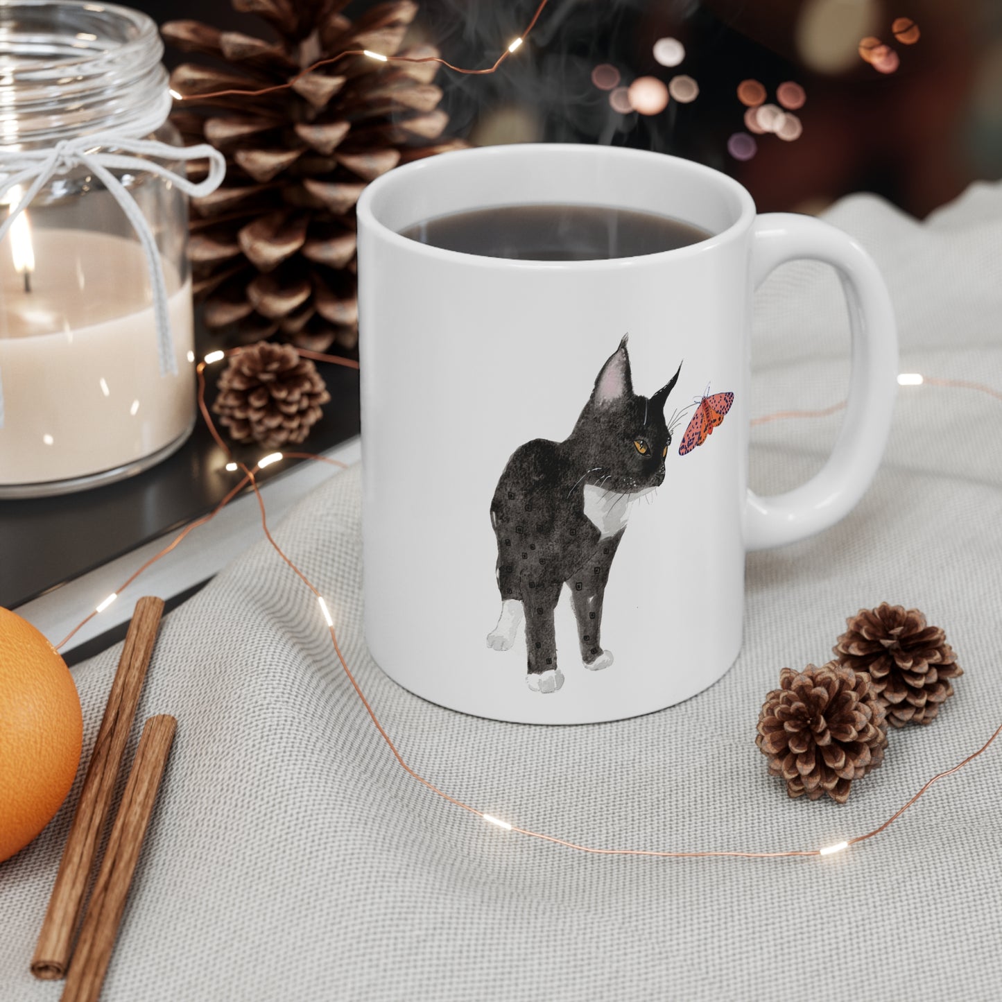 Cute Cat Design 11oz White Mug - Perfect Gift for Pet Lovers