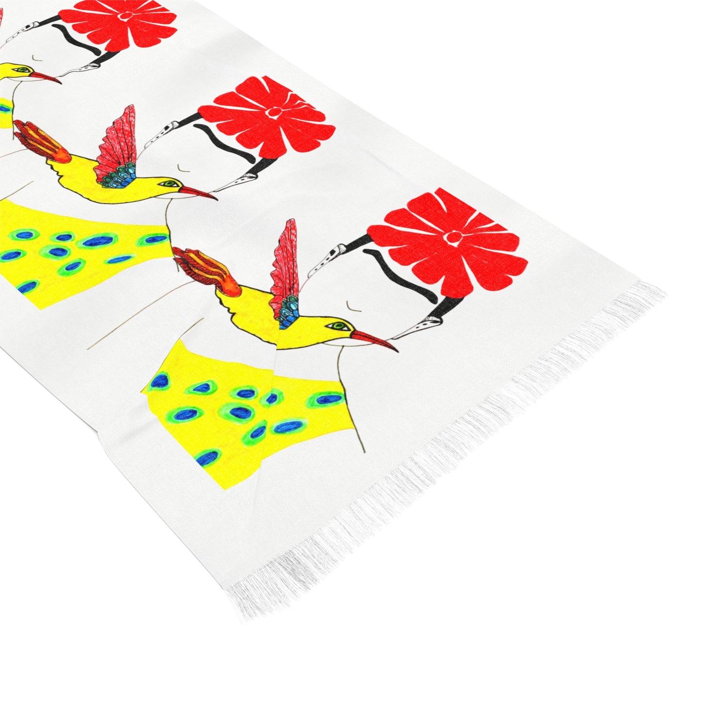 Frida-Inspired Light Scarf | Boho Chic Scarf, Summer Accessory, Art Scarf, Gift for Her, Festival Fashion