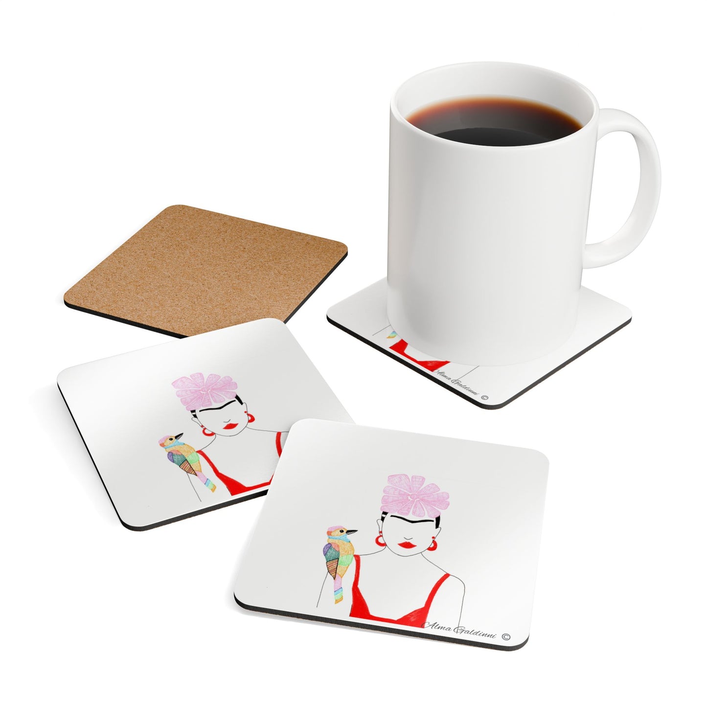 Frida Khalo Corkwood Coaster Set