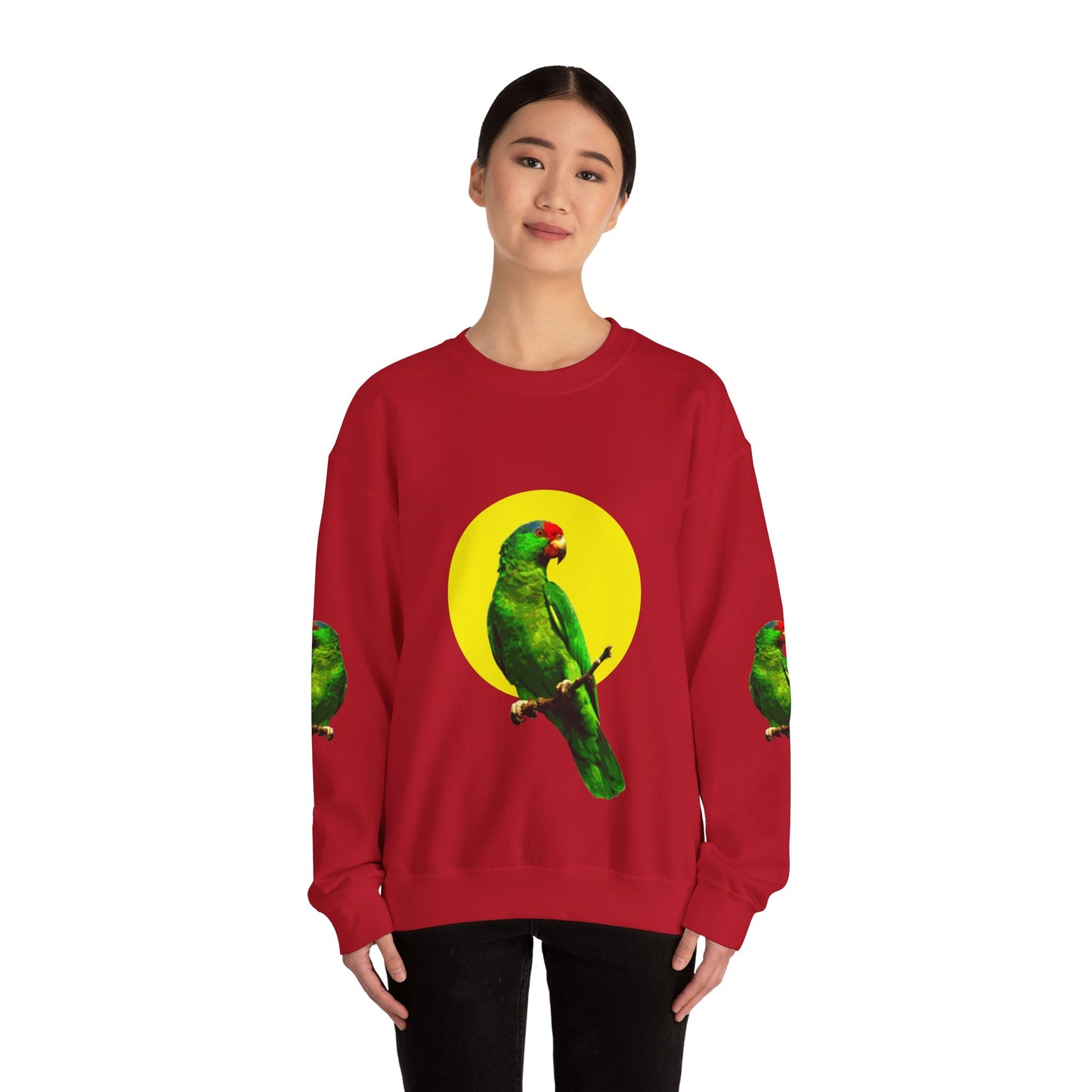 Vibrant Parrot Sweatshirt, Colorful Bird Apparel, Nature Lover Gift, Animal Print Crewneck, Casual Wear, Eco-Friendly Fashion