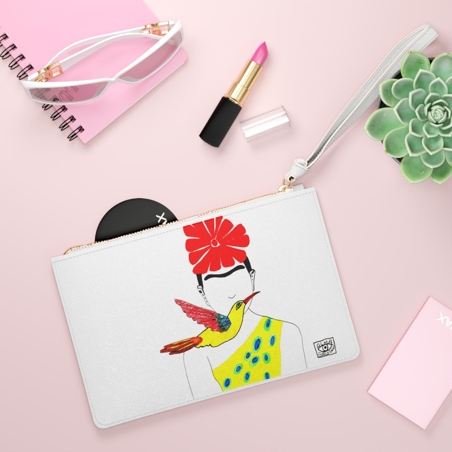 Vibrant Floral Clutch Bag - Boho Chic Accessory for Every Occasion, Ideal Gift for Her, Festival Ready, Bright Artwork with Hummingbird