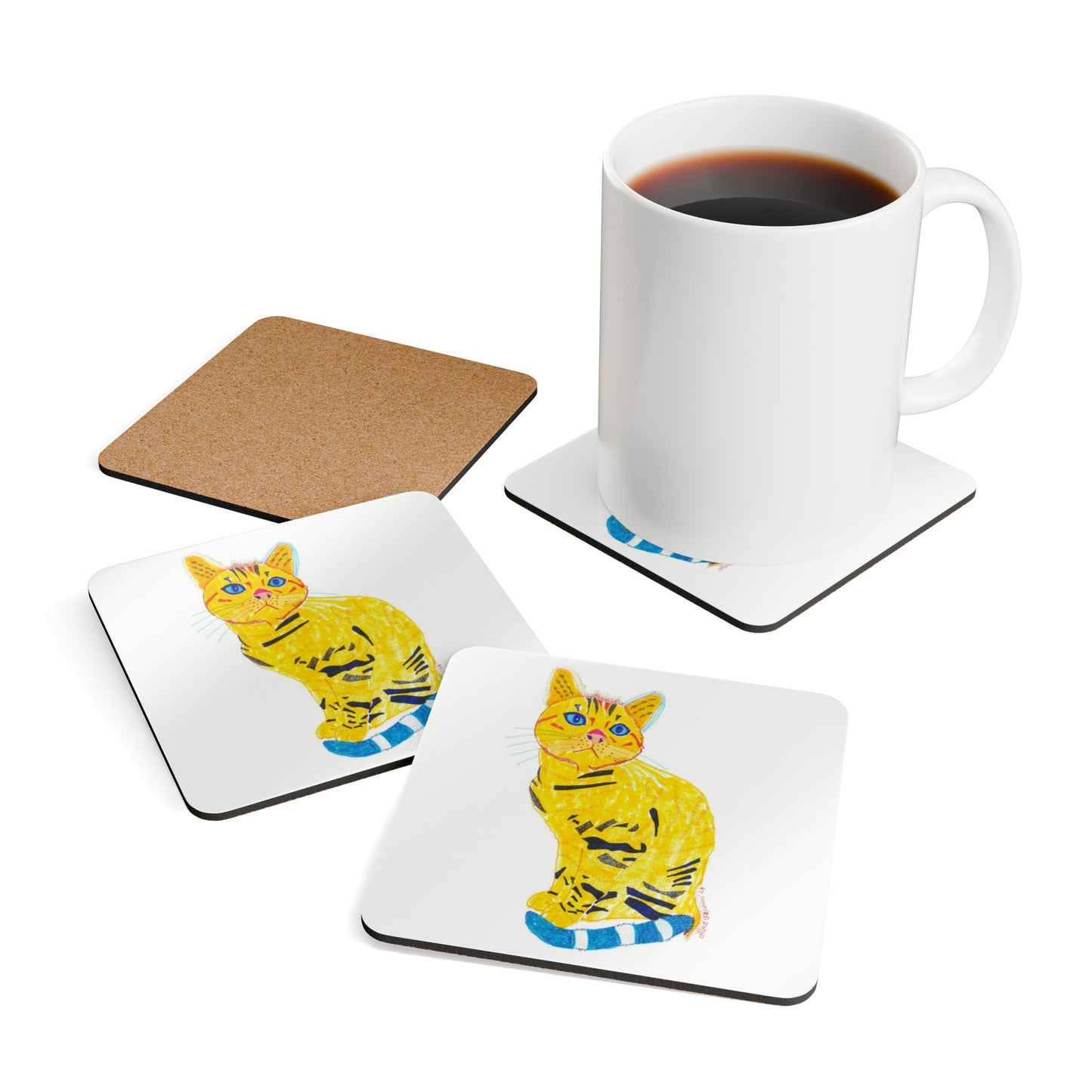 Yellow Corkwood Coaster Set