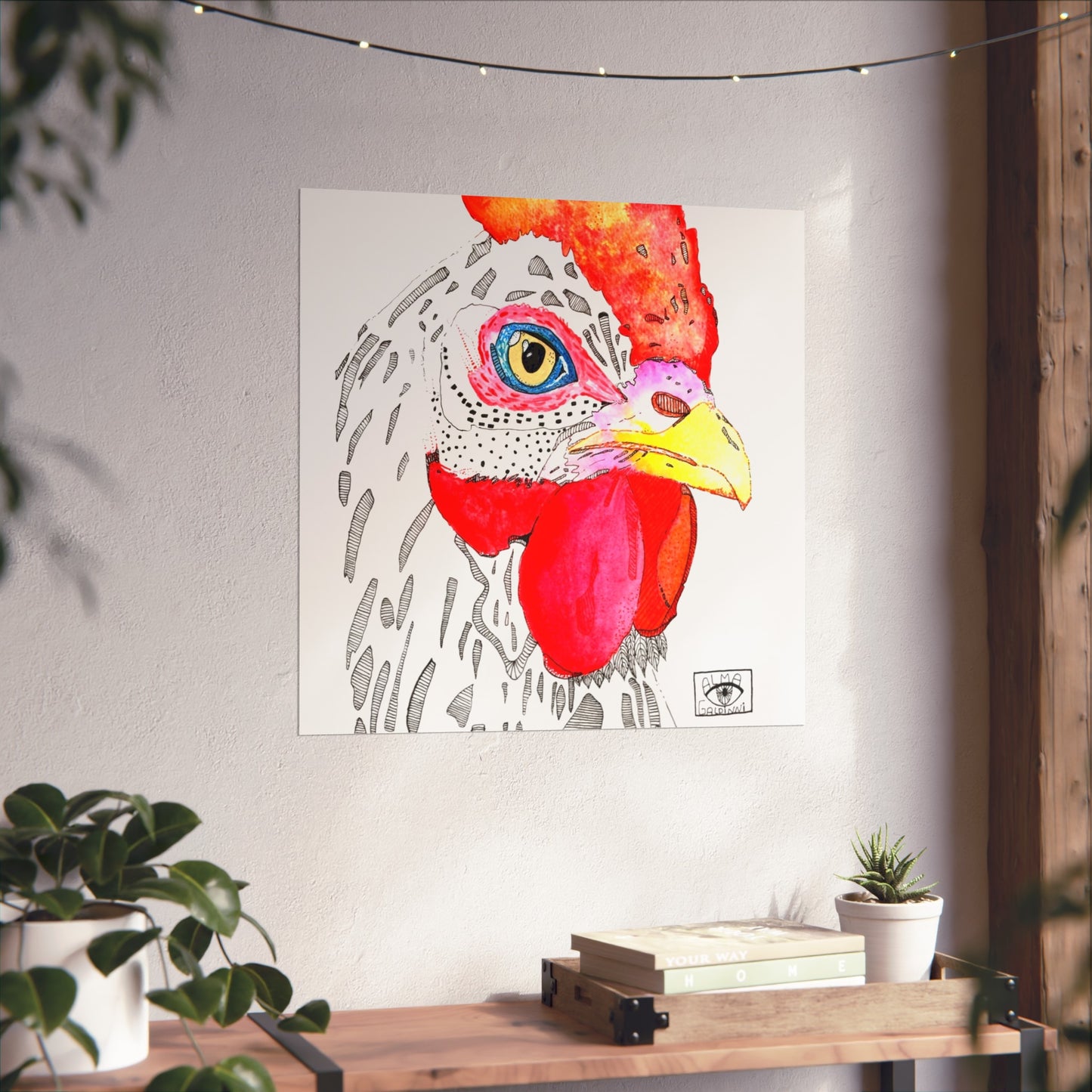 Colorful Rooster Fine Art Poster - Vibrant Farmhouse Wall Décor