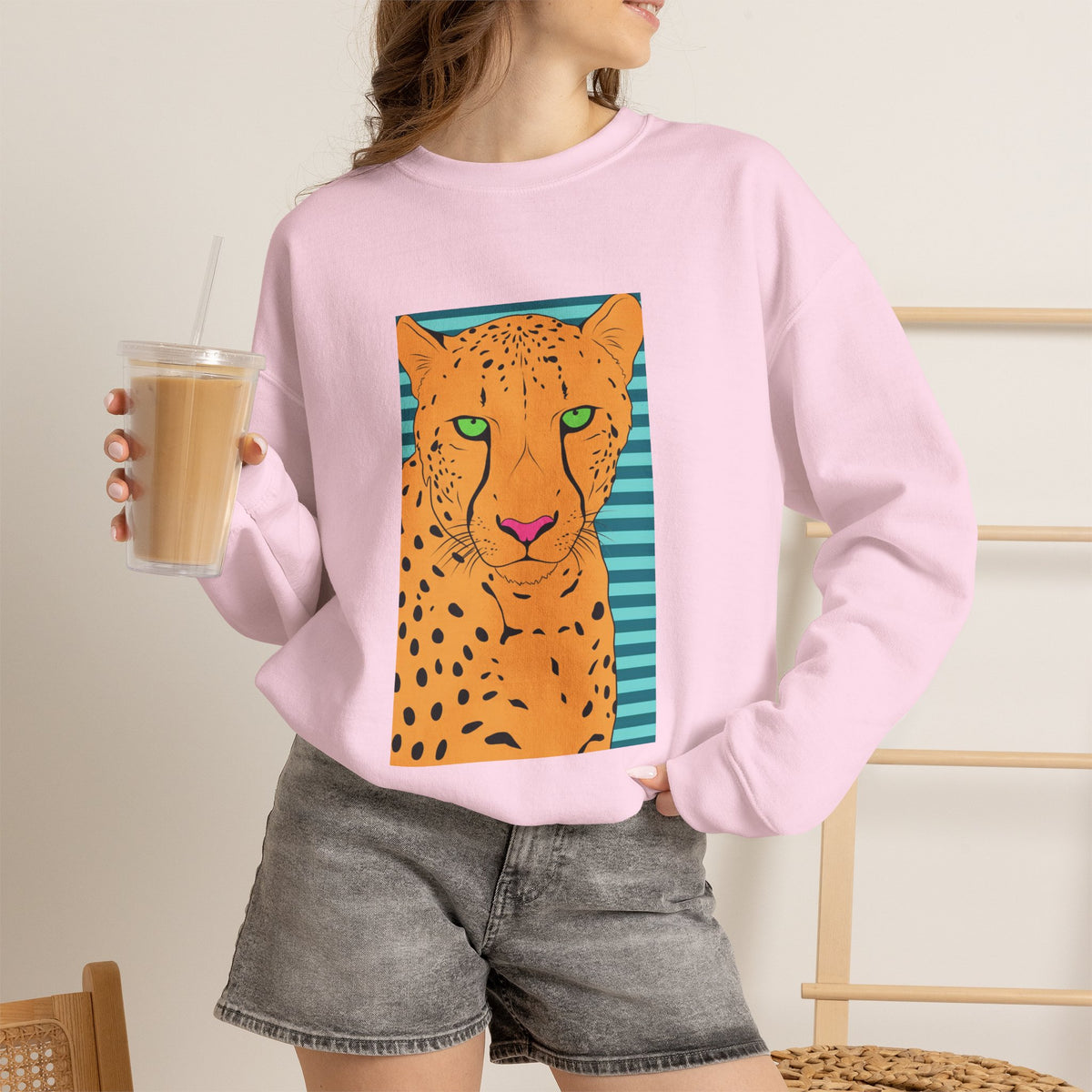 Bright leopard Unisex Heavy Blend™ Crewneck Sweatshirt