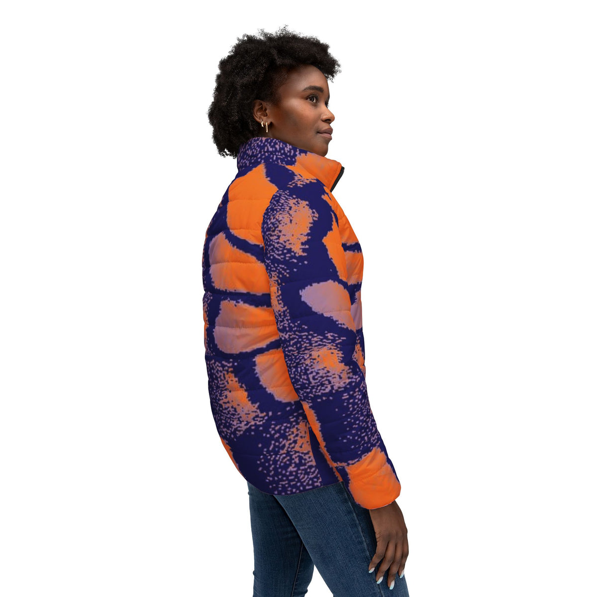 Blue Butterfly Women’s Puffer Jacket (AOP)