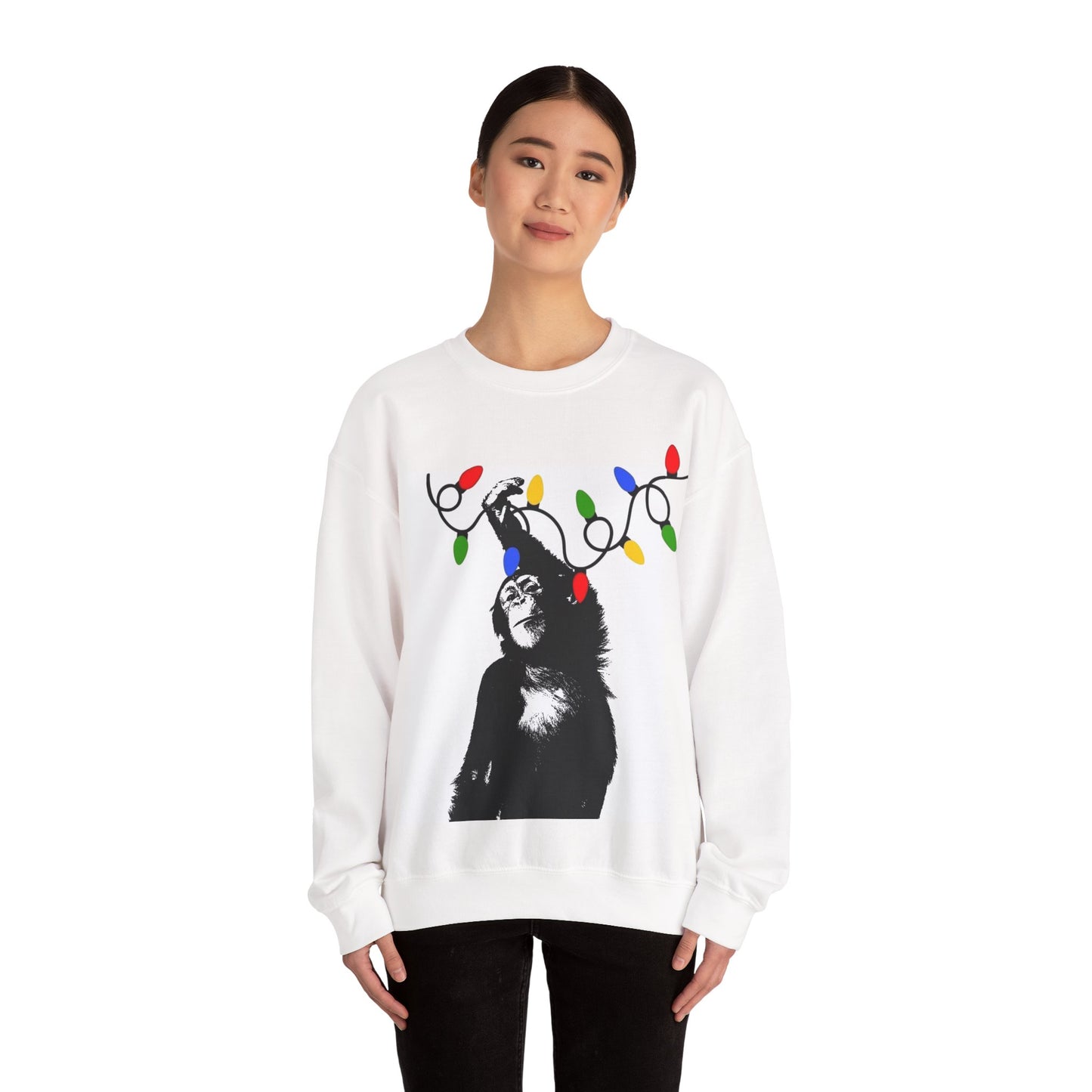 Playful Monkey Christmas Sweatshirt, Unisex Crewneck, Animal Lover Gift, Fun Cozy Apparel, Christmas Warmth, Unique Casual Wear