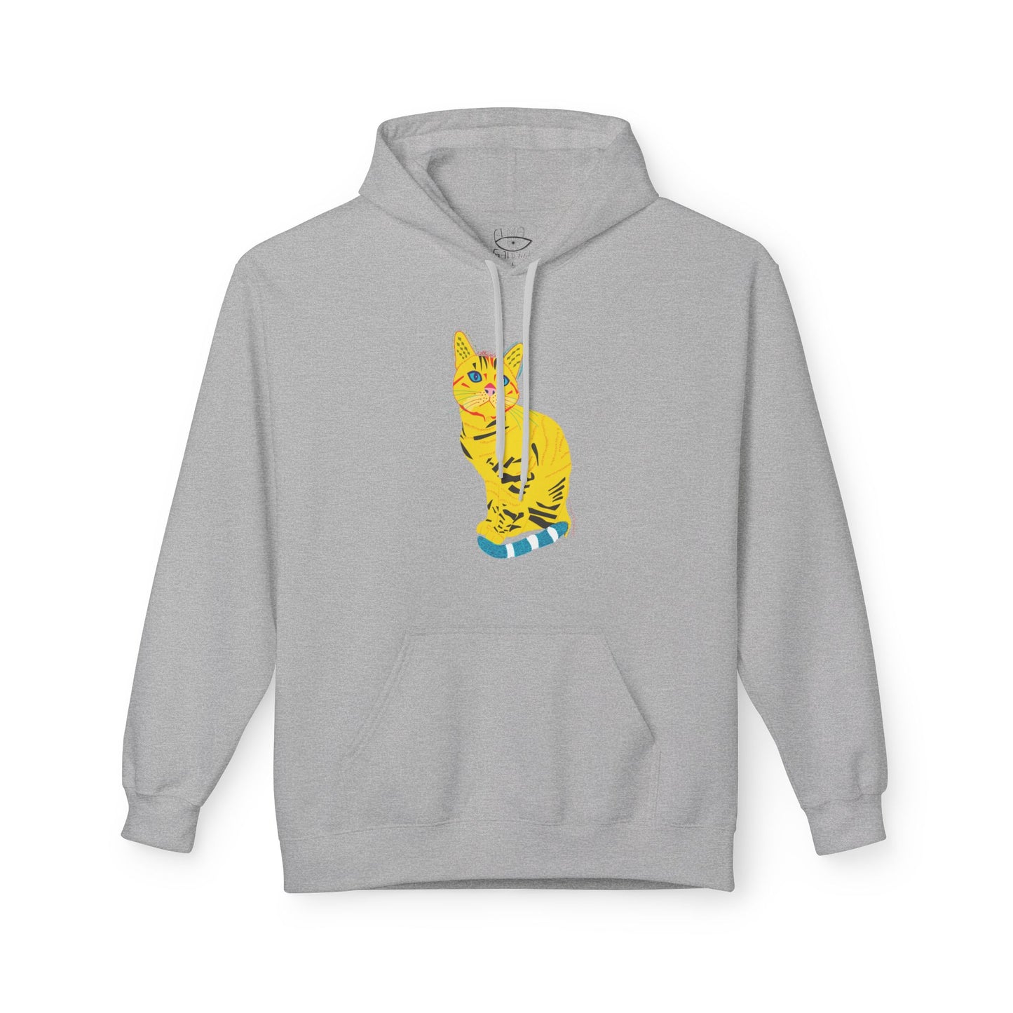 Yellow  Cat Hoodie — Vibrant  Cat Graphic Pullover