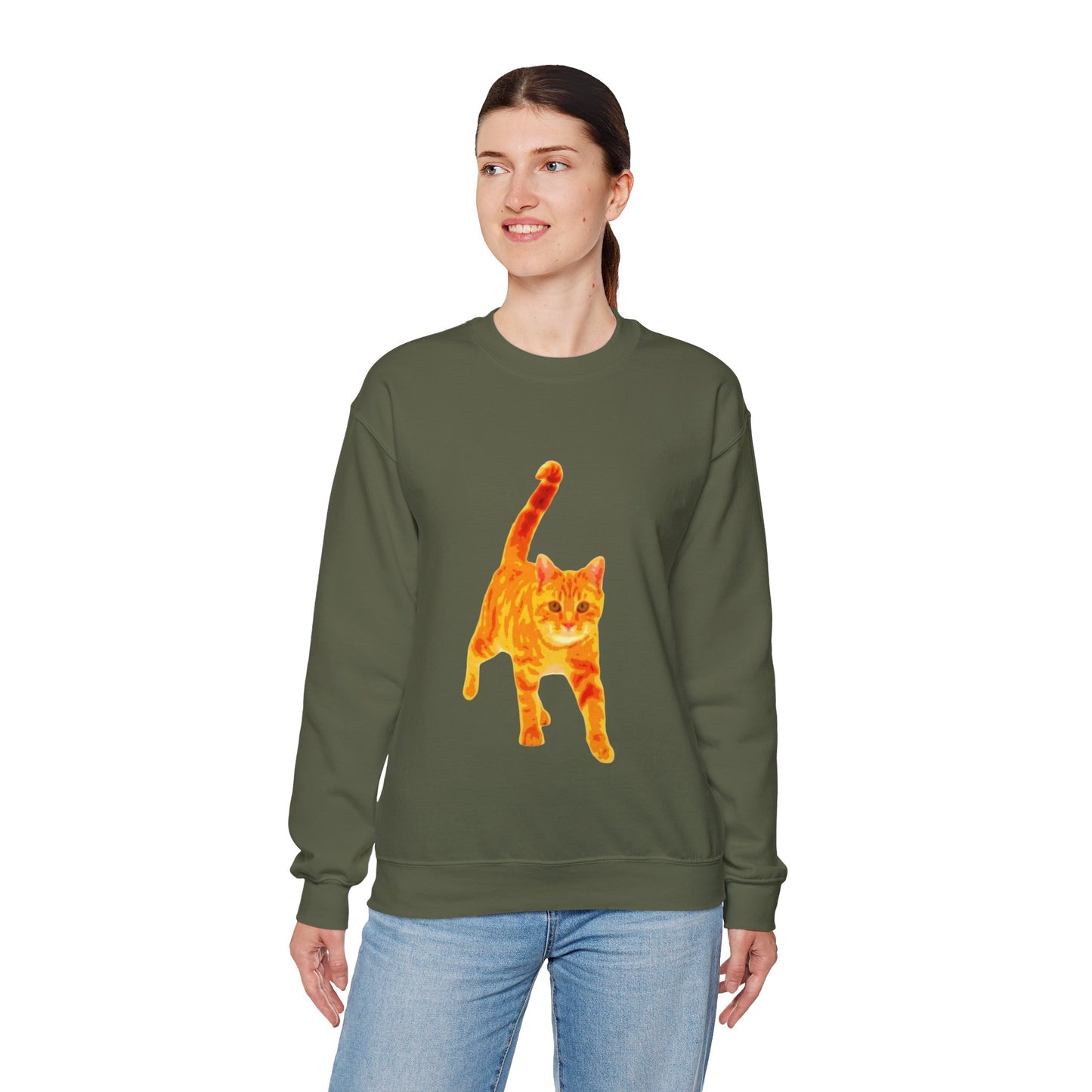 Cat Lover's Cozy Crewneck Sweatshirt - Perfect Gift for Pet Owners, Animal Lovers, Casual Wear, Birthdays, Cat-Themed Apparel