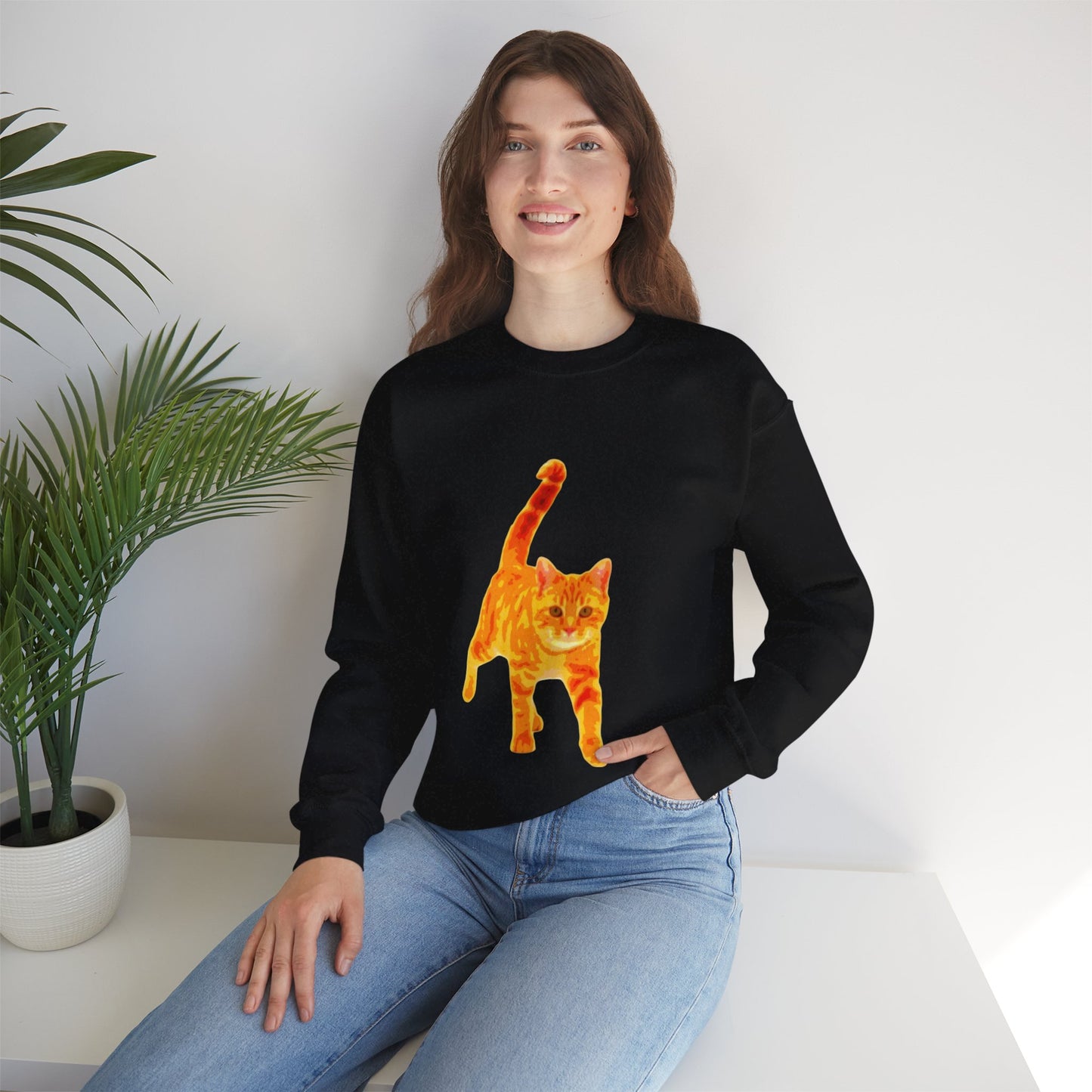 Cat Lover's Cozy Crewneck Sweatshirt - Perfect Gift for Pet Owners, Animal Lovers, Casual Wear, Birthdays, Cat-Themed Apparel