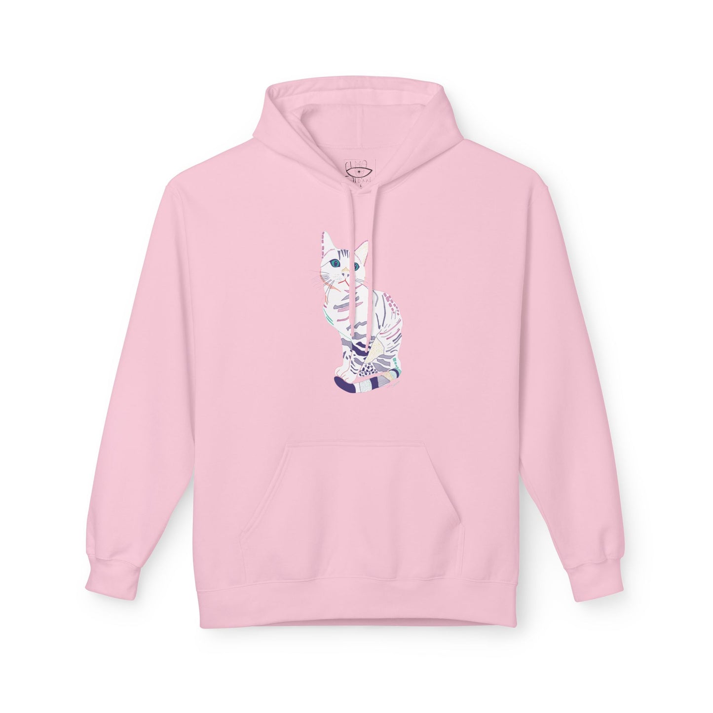 White Cat Hoodie – Pastel Striped Kitten Pullover