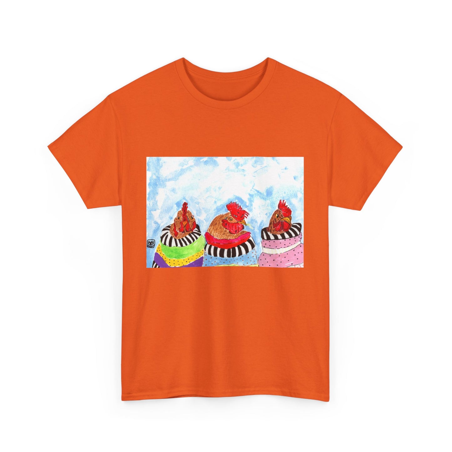 Happy Chickens Unisex Heavy Cotton Tee - Unique Graphic Design for Creative Souls