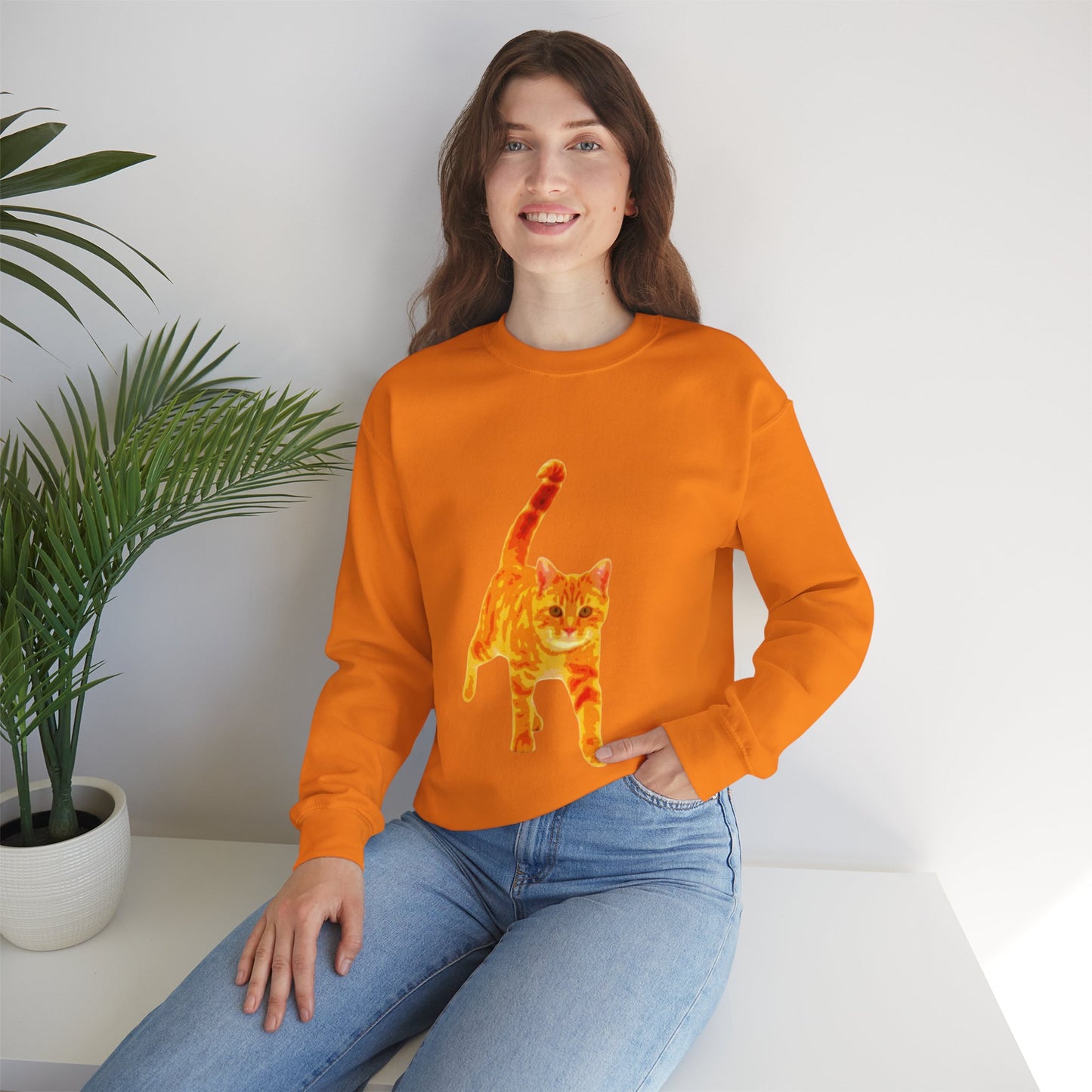 Cat Lover's Cozy Crewneck Sweatshirt - Perfect Gift for Pet Owners, Animal Lovers, Casual Wear, Birthdays, Cat-Themed Apparel