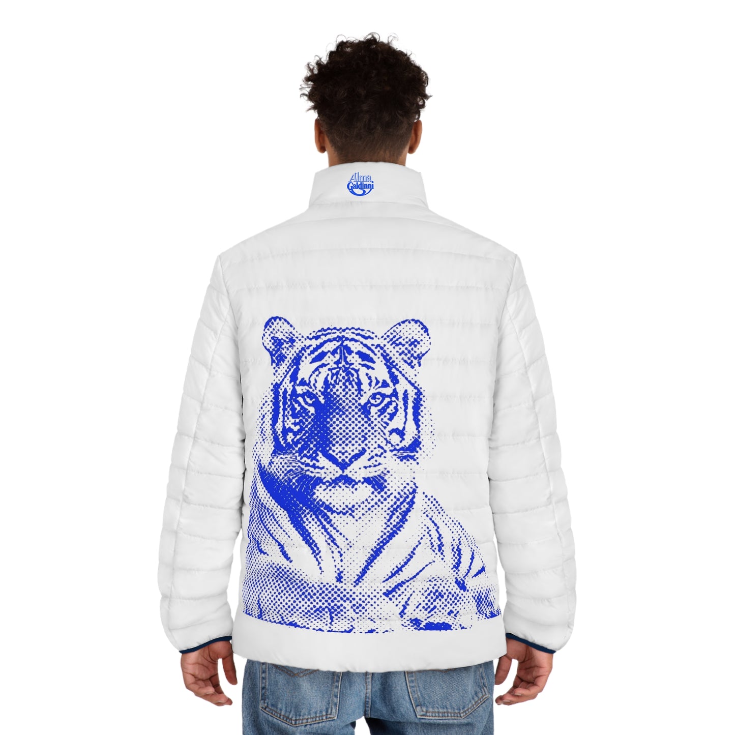 Blue Tiger Men's Puffer Jacket (AOP)