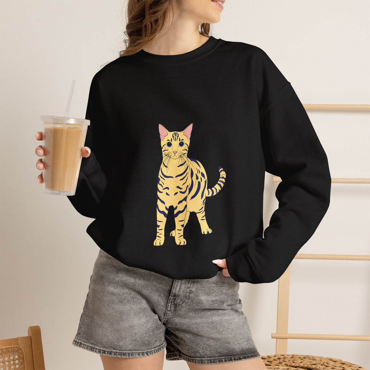 Bengal Cat cartoon Unisex Heavy Blend™ Crewneck Sweatshirt