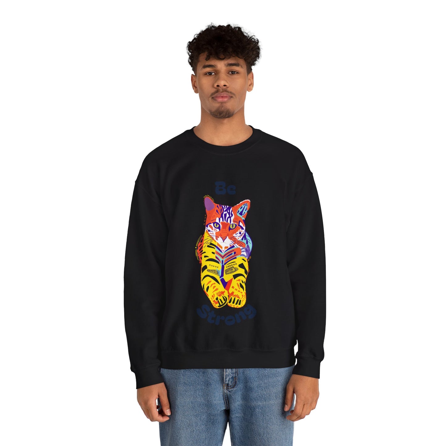 Tiger Cat Be Strong Unisex Heavy Blend™ Crewneck Sweatshirt