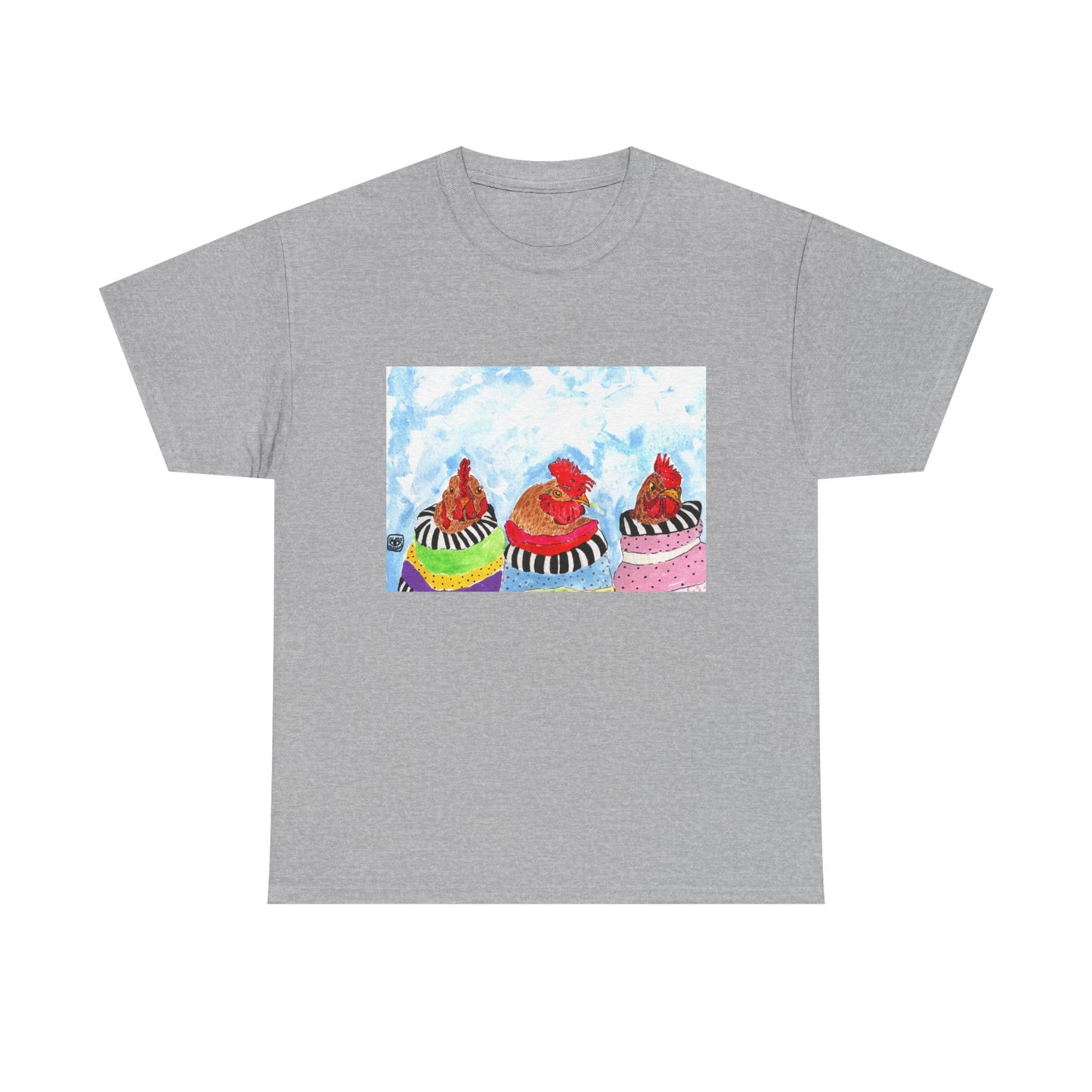 Happy Chickens Unisex Heavy Cotton Tee - Unique Graphic Design for Creative Souls