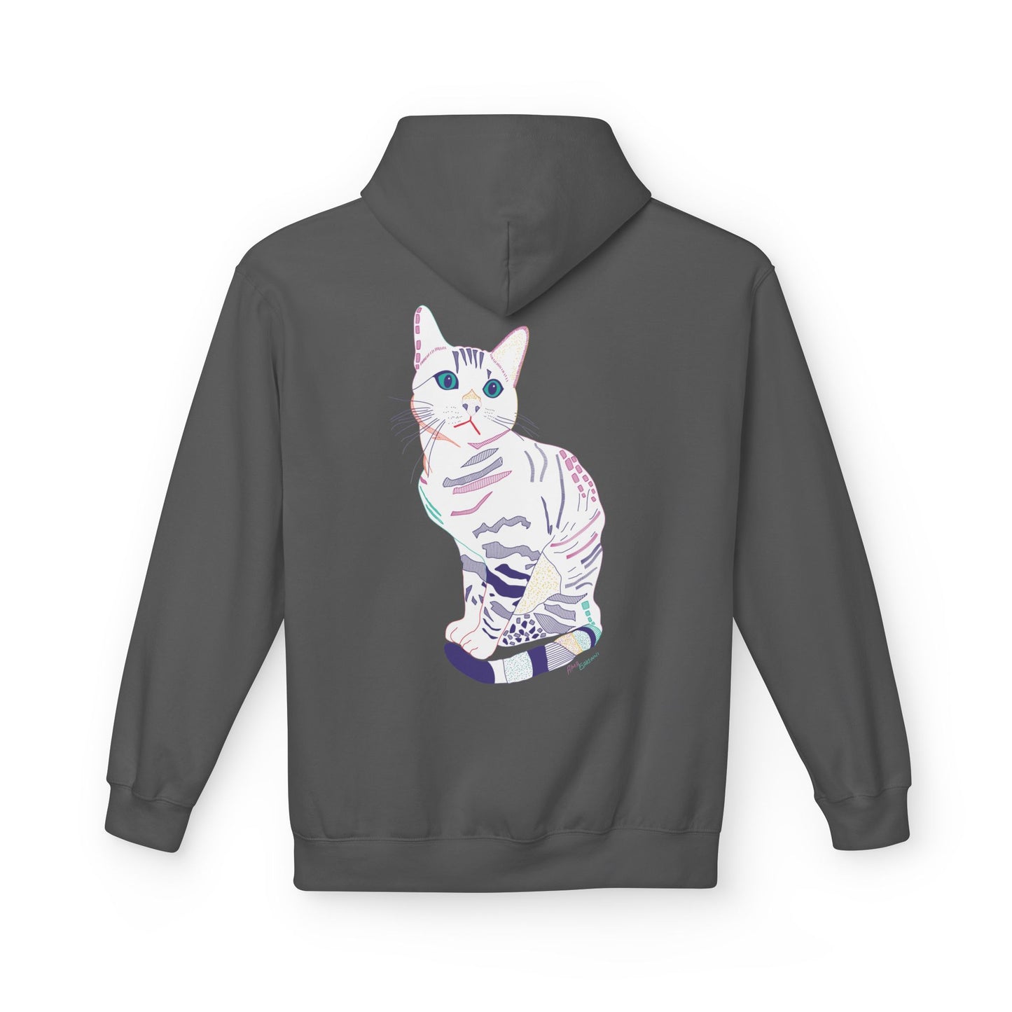 White Cat Hoodie – Pastel Striped Kitten Pullover