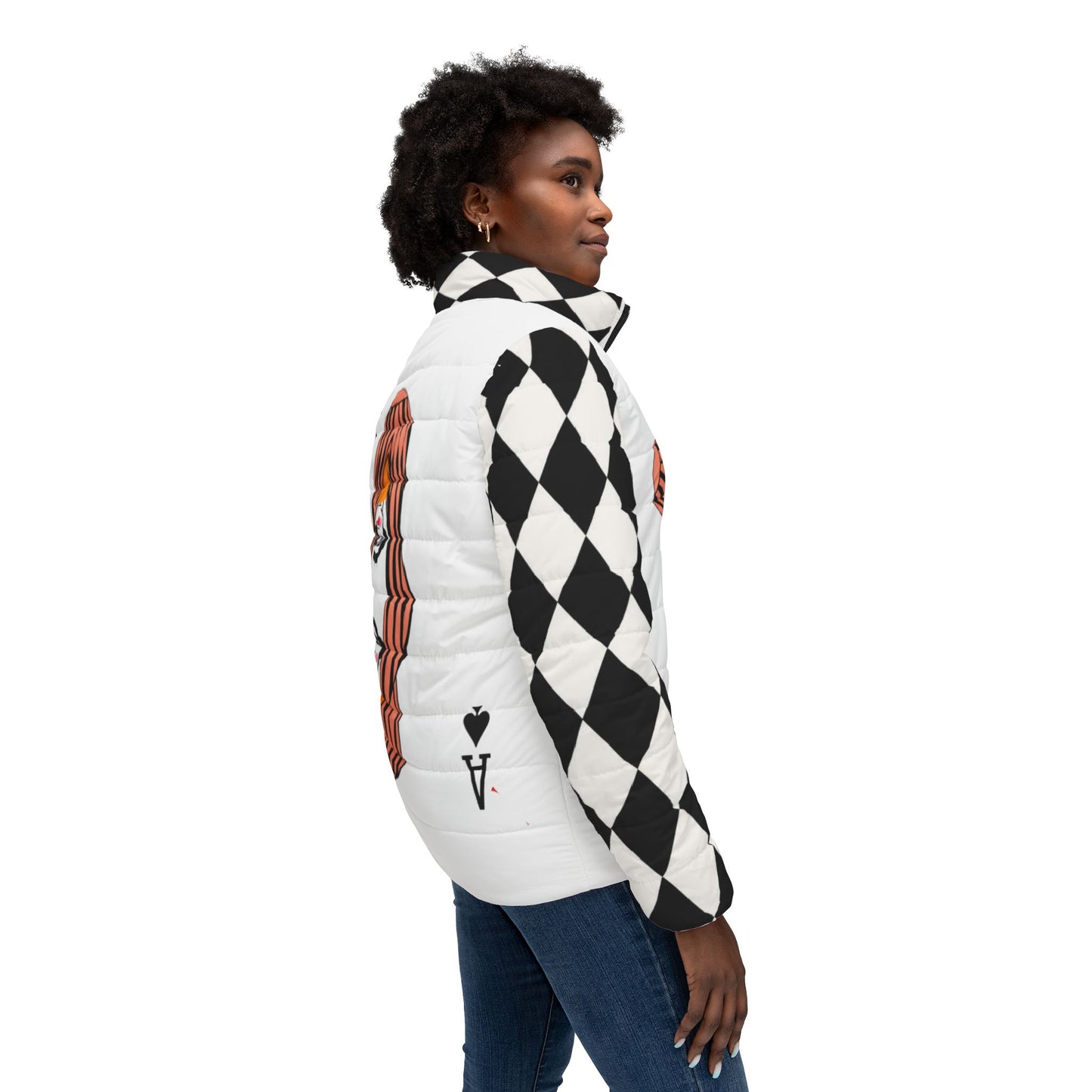 Twins Fridas Puffer Jacket — Playful Card-Style Women’s Puffer