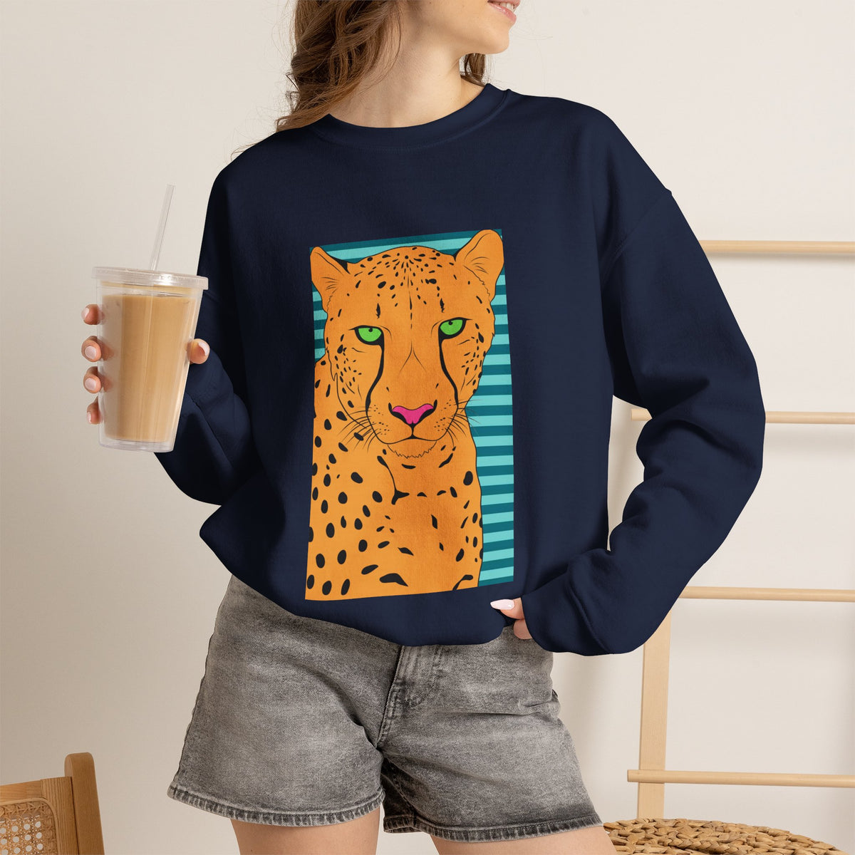Bright leopard Unisex Heavy Blend™ Crewneck Sweatshirt