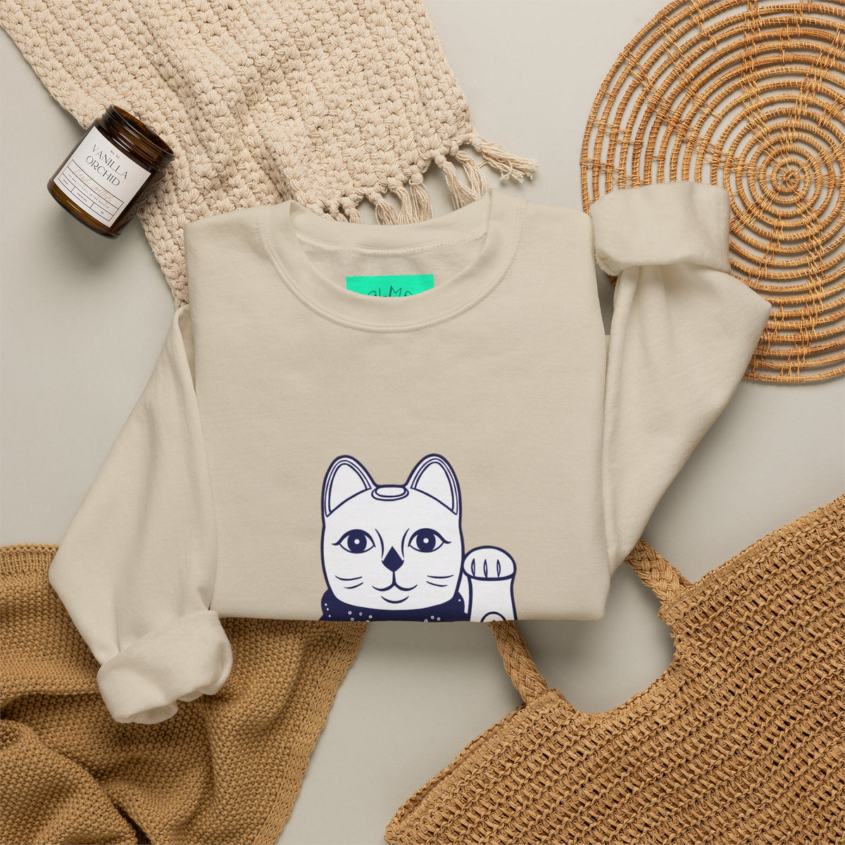 Good Luck Cat Unisex Heavy Blend™ Crewneck Sweatshirt
