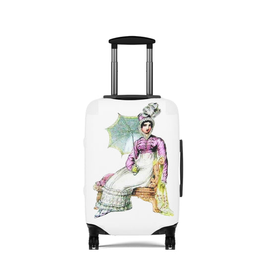 Jane Austen Inspired Illustration Luggage Cover - Stylish Travel Accessory, Perfect for Wanderlust, Unique Gift, Vacation Ready, Luggage Protector