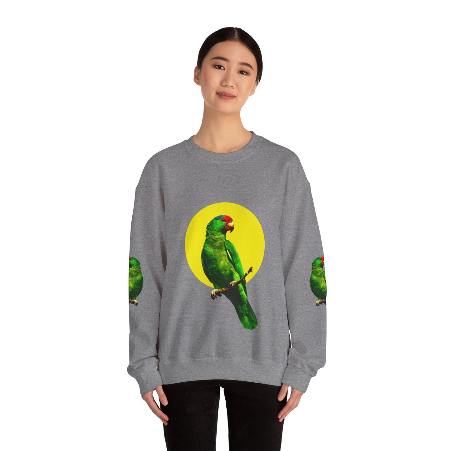 Vibrant Parrot Sweatshirt, Colorful Bird Apparel, Nature Lover Gift, Animal Print Crewneck, Casual Wear, Eco-Friendly Fashion