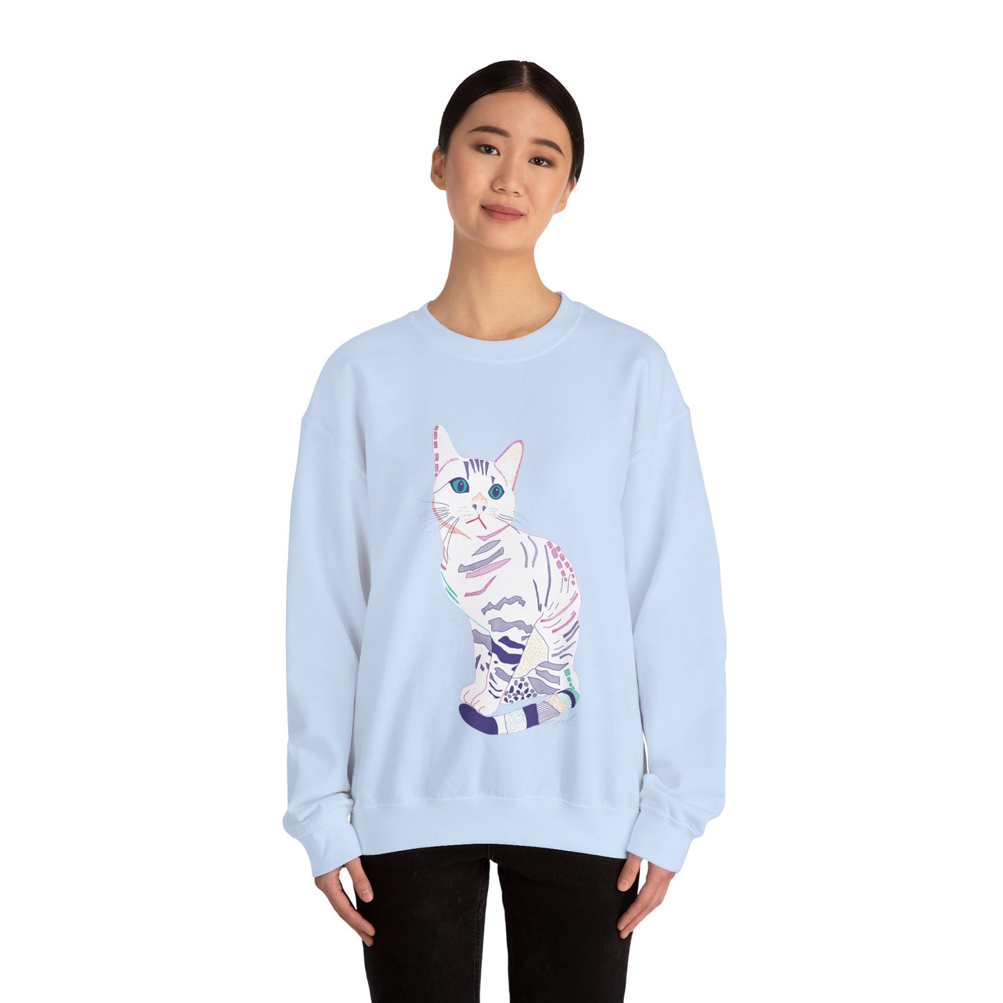 Cat Lover Sweatshirt, Cozy Cat  white Design, Cute Gift for Cat Owners, Unisex Crewneck, Pet Lover Apparel, Perfect for Everyday Comfort