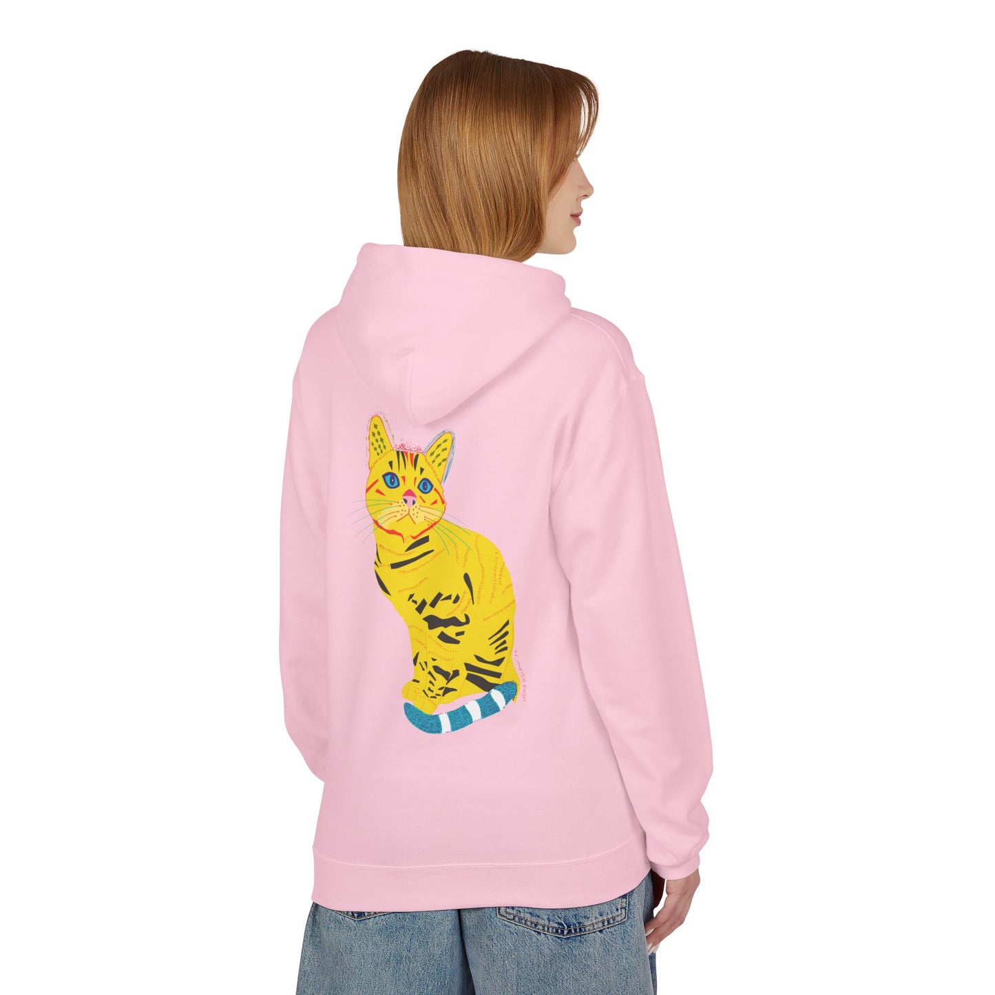 Yellow  Cat Hoodie — Vibrant  Cat Graphic Pullover