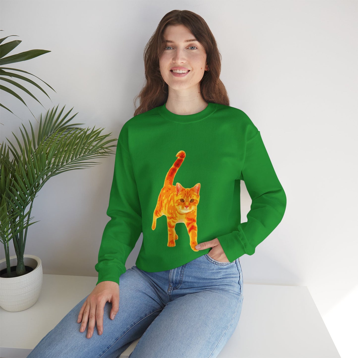 Cat Lover's Cozy Crewneck Sweatshirt - Perfect Gift for Pet Owners, Animal Lovers, Casual Wear, Birthdays, Cat-Themed Apparel