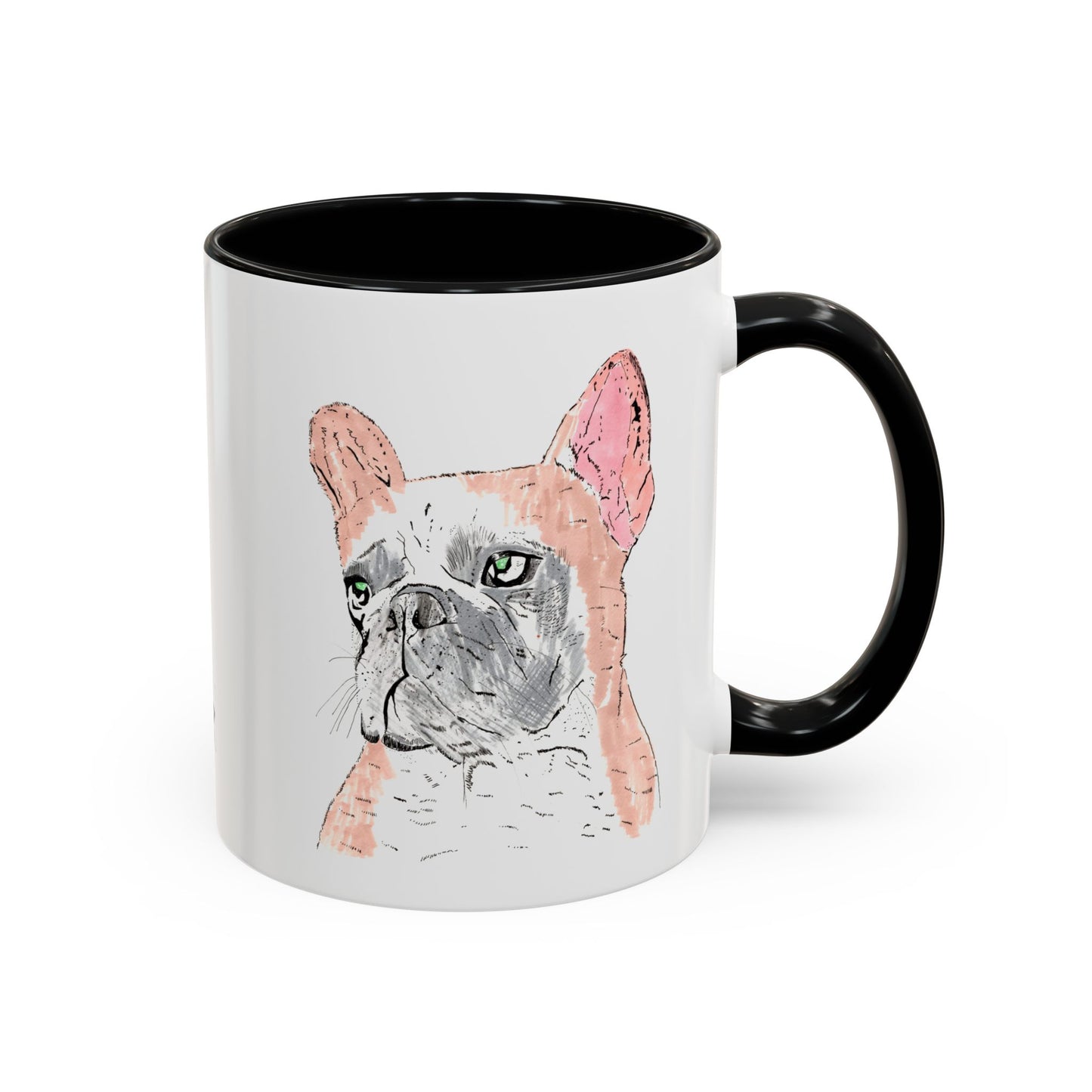 French Bulldog Accent Coffee Mug — Artistic Watercolor Dog Portrait (11/15oz)