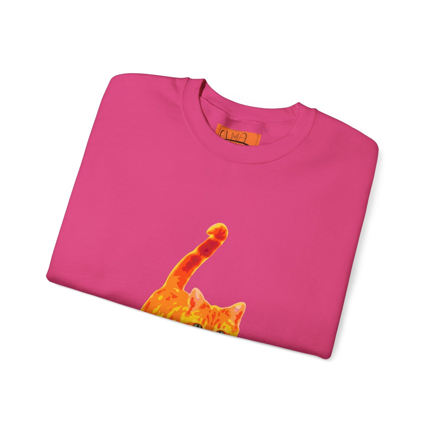 Cat Crewneck Sweatshirt — Orange Tabby Walking Graphic