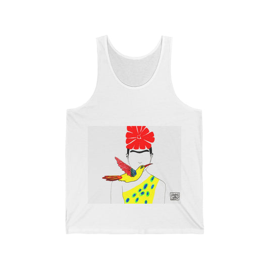 Frida Tank, Unisex Jersey Tank Top, Summer Fashion, Artistic Gift, Casual Wear, Beach Vibes, Festival Attire
