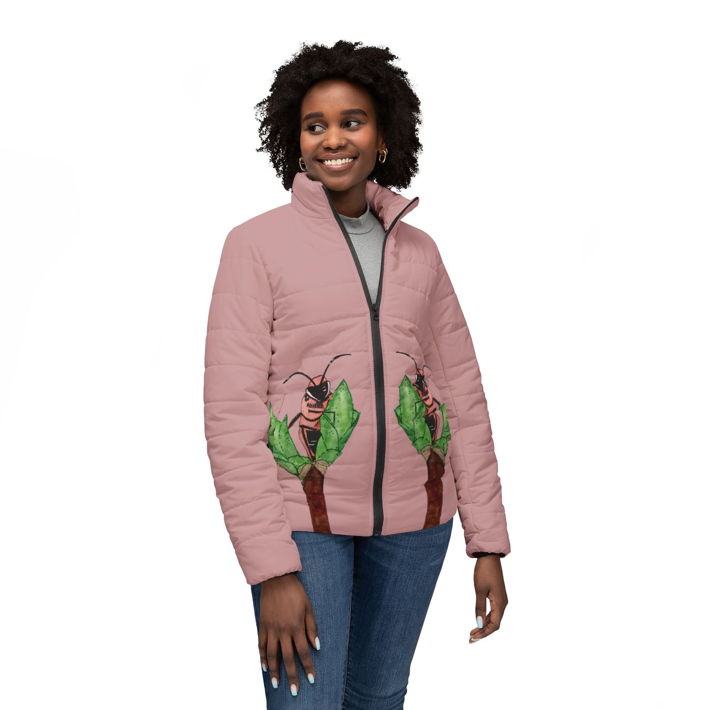 Bee Happy Women’s Puffer Jacket - Colorful Warmth for Bright Days