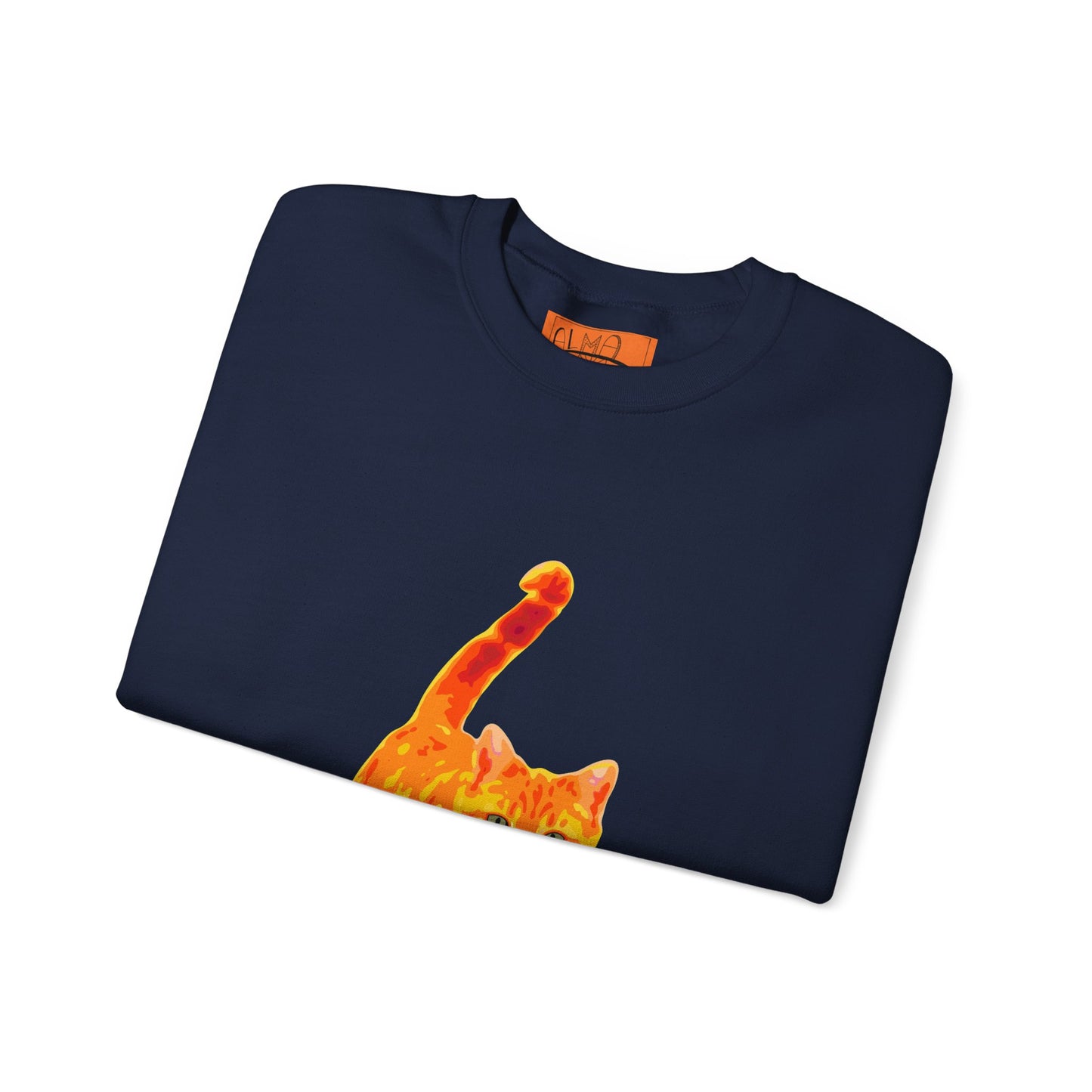 Cat Crewneck Sweatshirt — Orange Tabby Walking Graphic